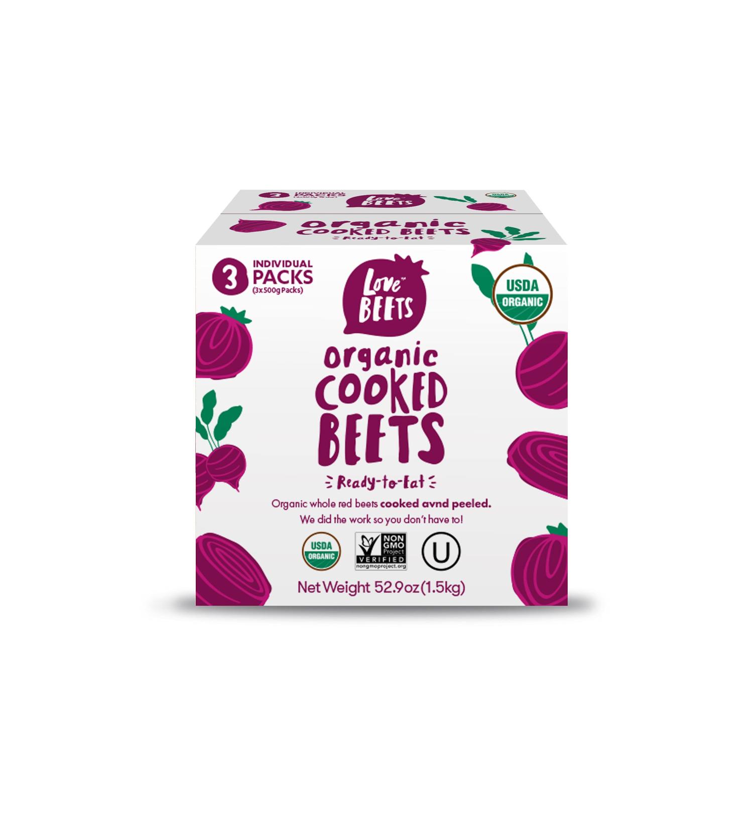 Organic Cooked Beets | USA Grown, Antioxidant-Rich, Nitric Oxide Boosting | No Added Sugar, Preservatives or Coloring | USDA Organic, Non-GMO, Kosher | 500g (3 pack) - Buy Online on GoSupps.com