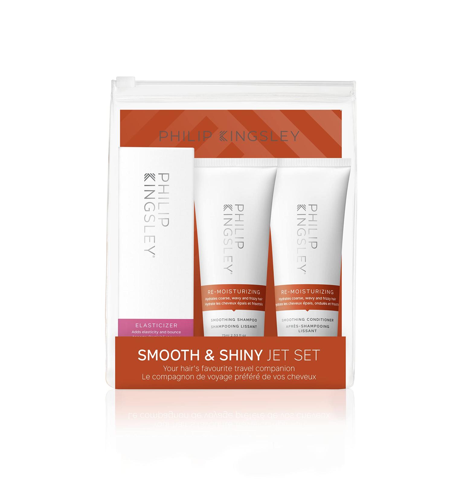 Philip Kingsley Haircare Smooth & Shiny Travel Set - Re Moisturizing Shampoo Conditioner & Elasticizer for Wavy Coarse & Frizzy Hair | Hydrating Hair Care Solution - Buy Online on GoSupps.com