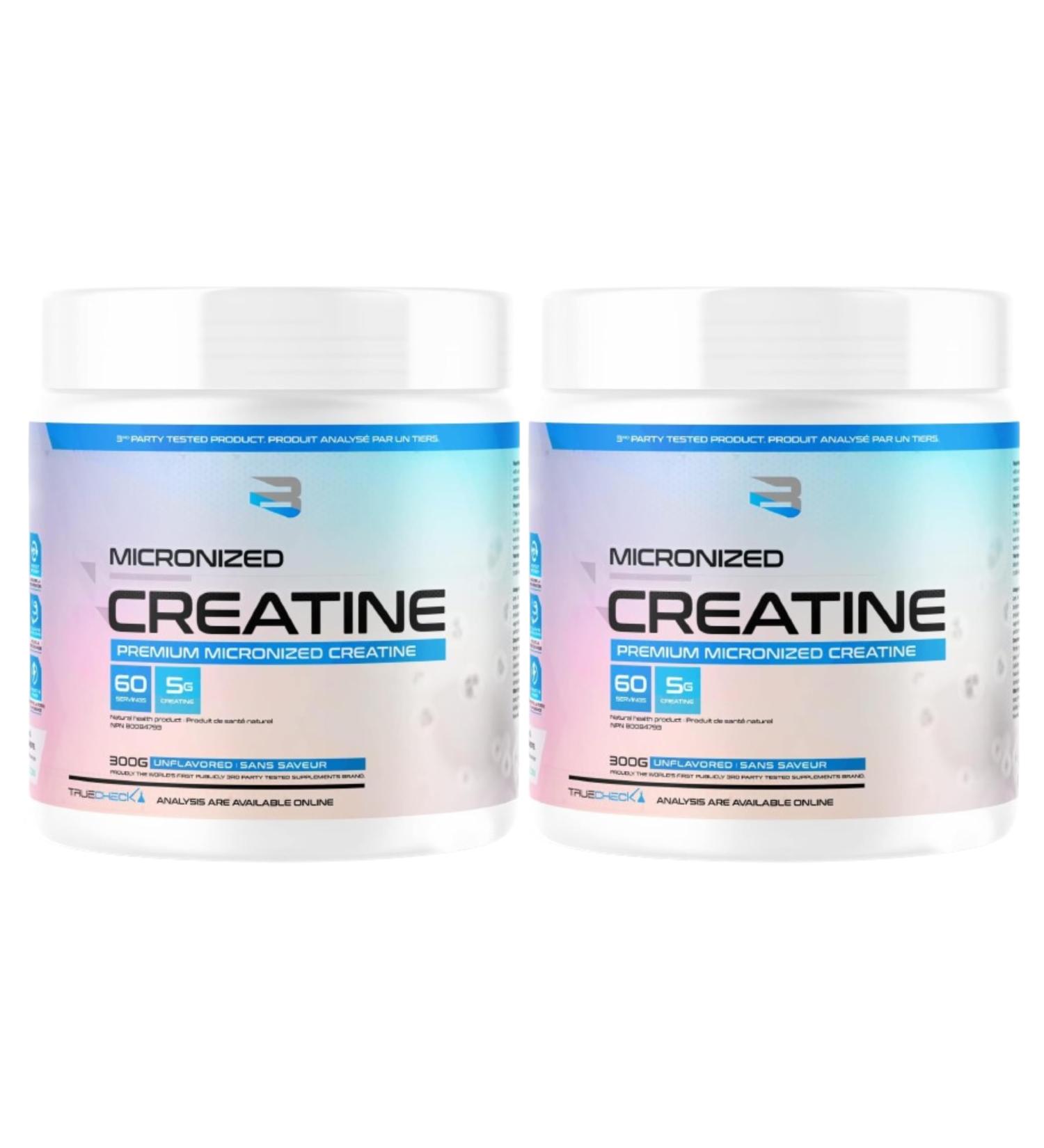 Believe Supplements Micronized Creatine Powder | 5g Vegan Micronized Creatine Monohydrate Powder | Increased Muscle Mass Improved Strength Power & Performance | 120 Servings 600g (Pack of 2) - Buy Online on GoSupps.com
