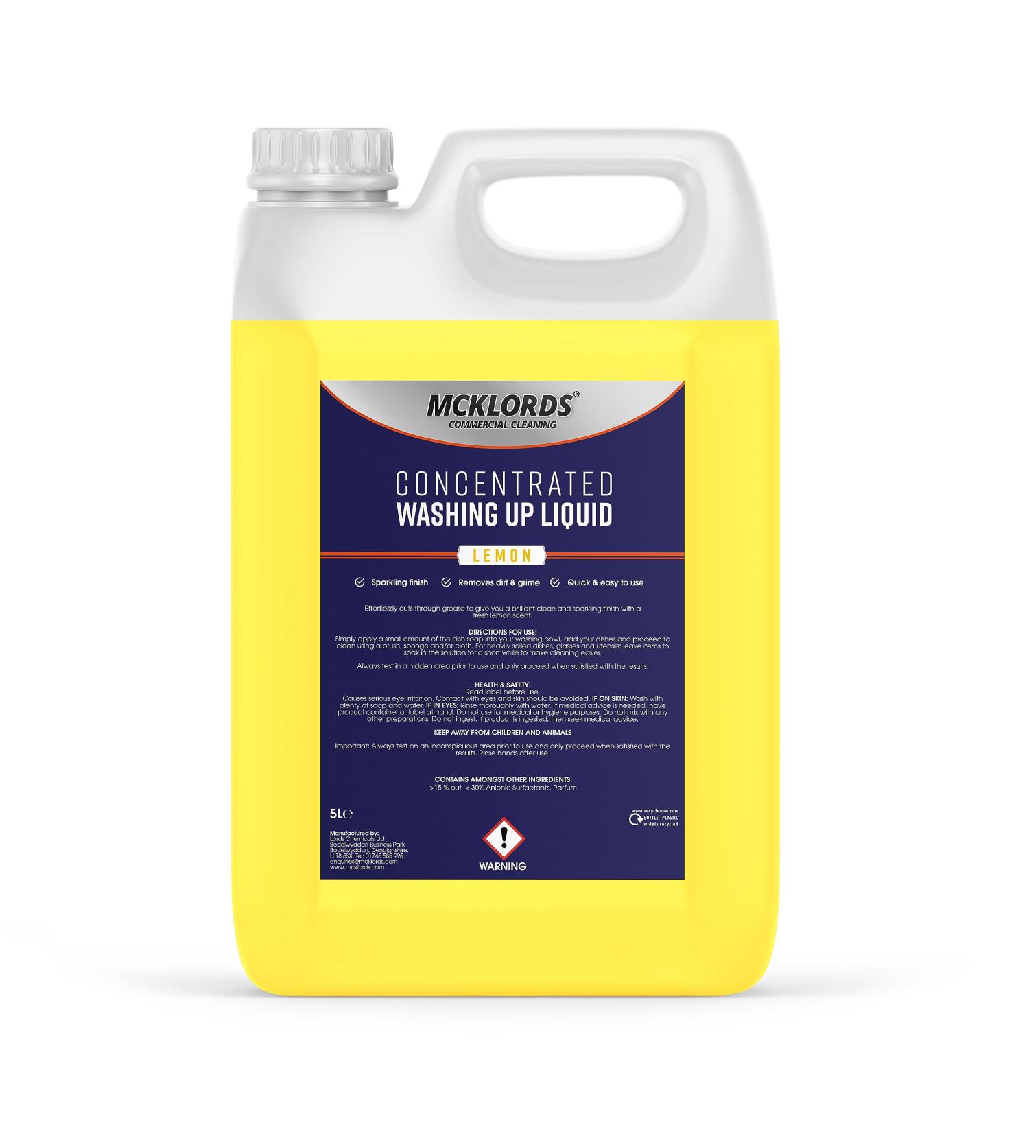 McKLords Concentrated Washing Up Liquid Lemon Yellow 5 Litre - Buy Online on GoSupps.com