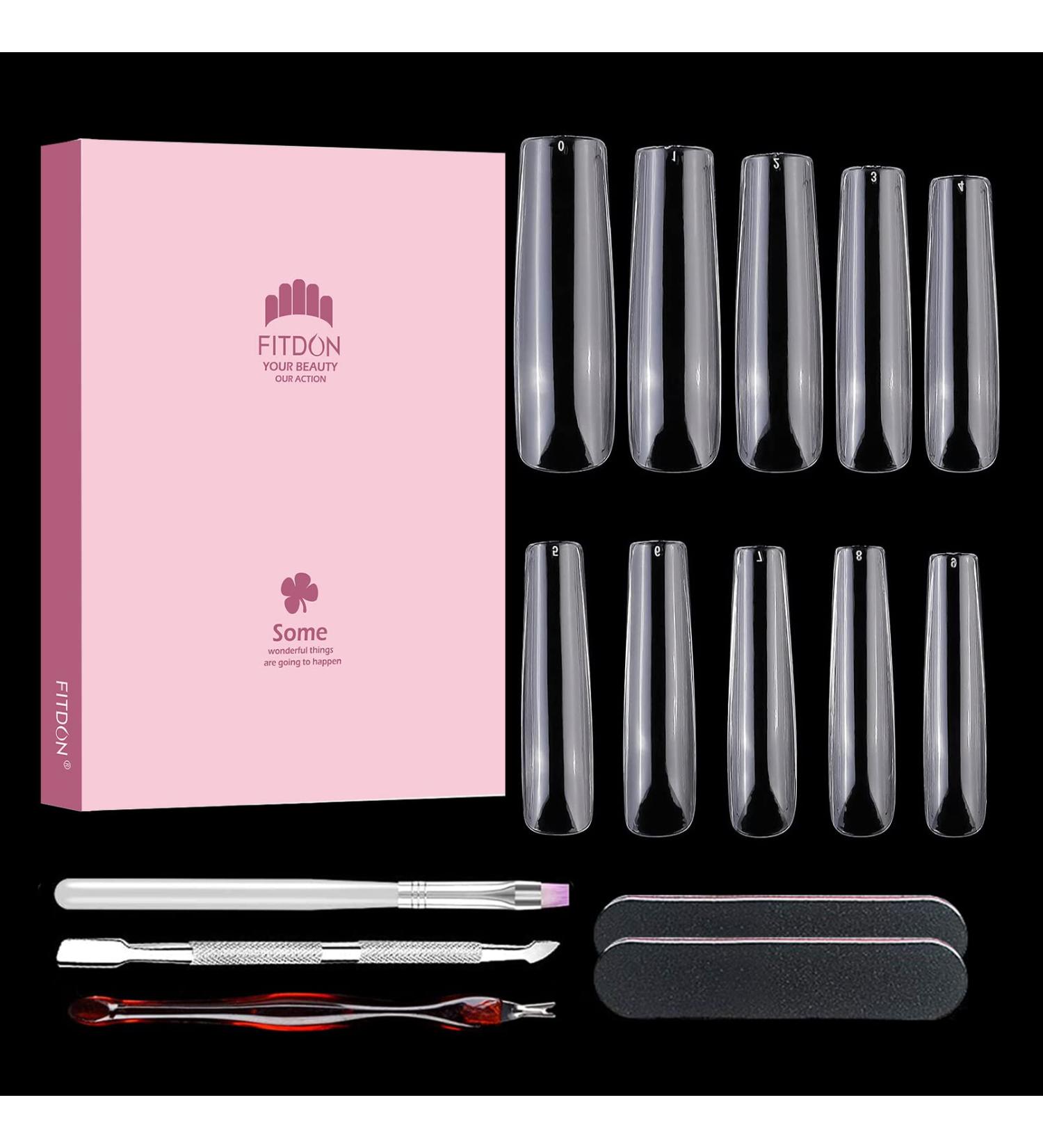 500pcs FITDON XXL Long Square Nail Tips | Extra Long Clear Press on Nails for Salons and DIY Nail Art - Buy Online on GoSupps.com