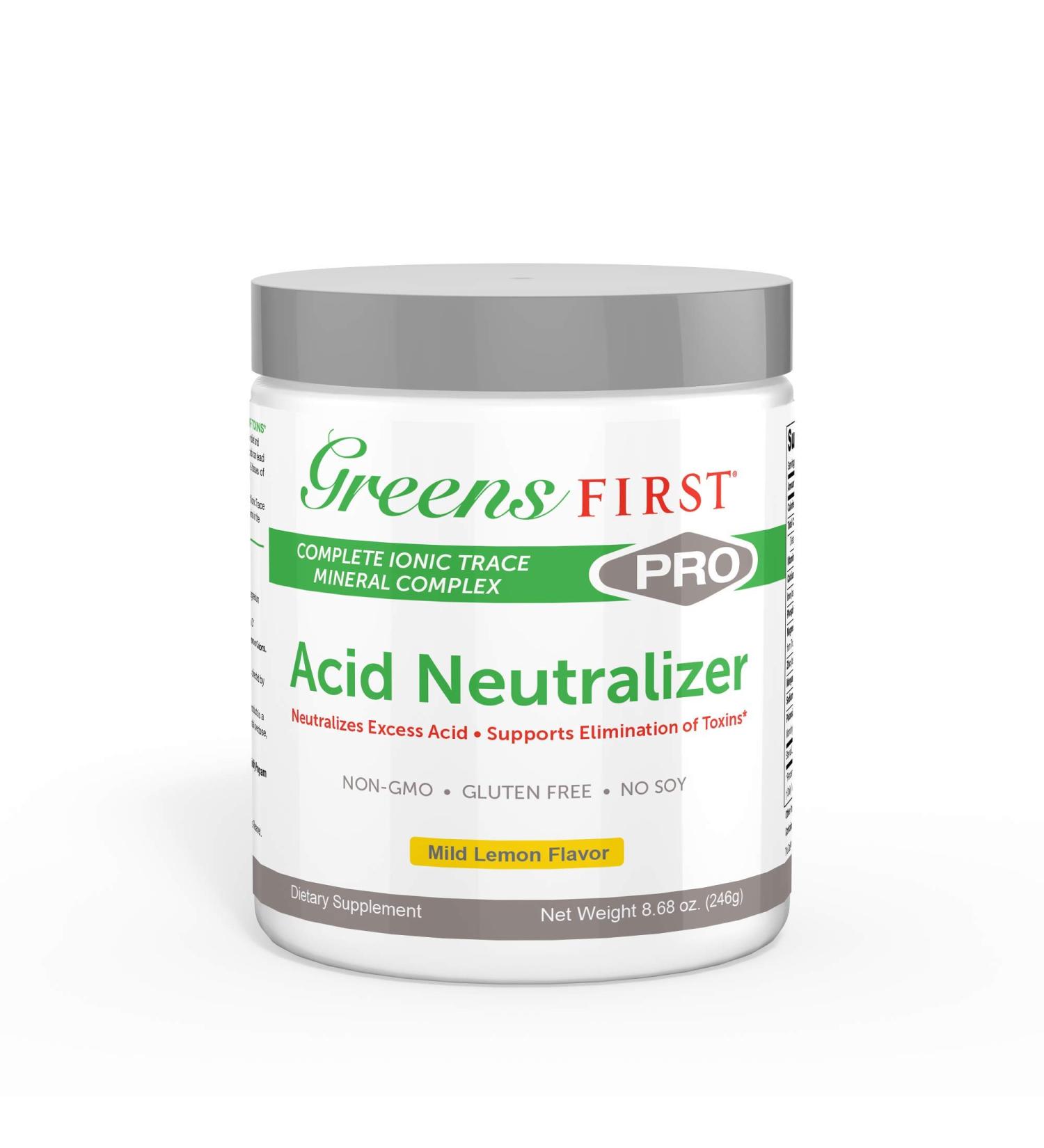 Greens First Acid Neutralizer Mild Lemon Flavor 30 Servings  Complete Ionic Trace Mineral Complex  May Help Neutralize Excess Acids  Non-GMO & Gluten Free