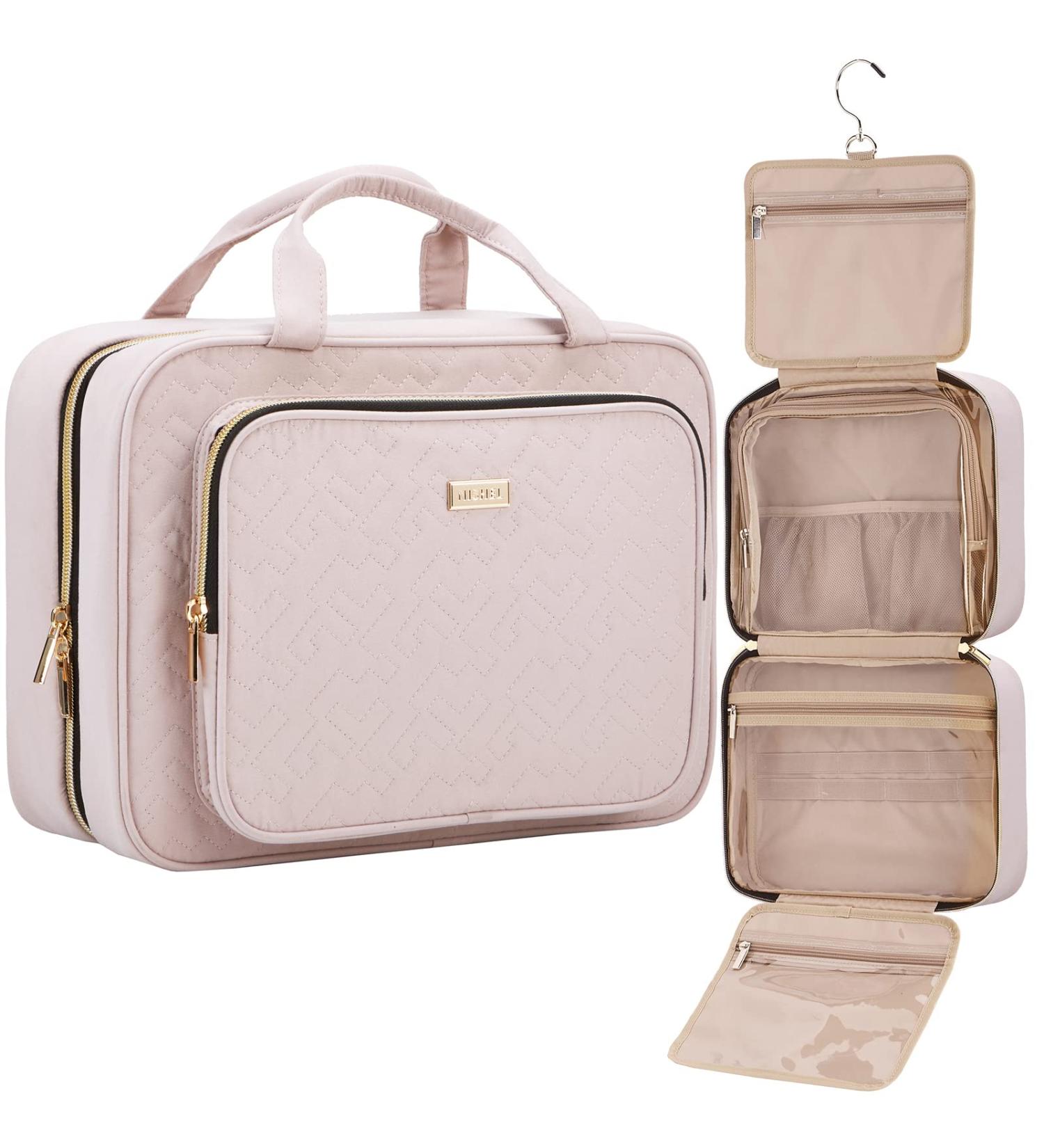 NISHEL Large Women's Travel Toiletry Bag - Pink Organizer for Makeup, Accessories & Toiletries - Buy Online on GoSupps.com