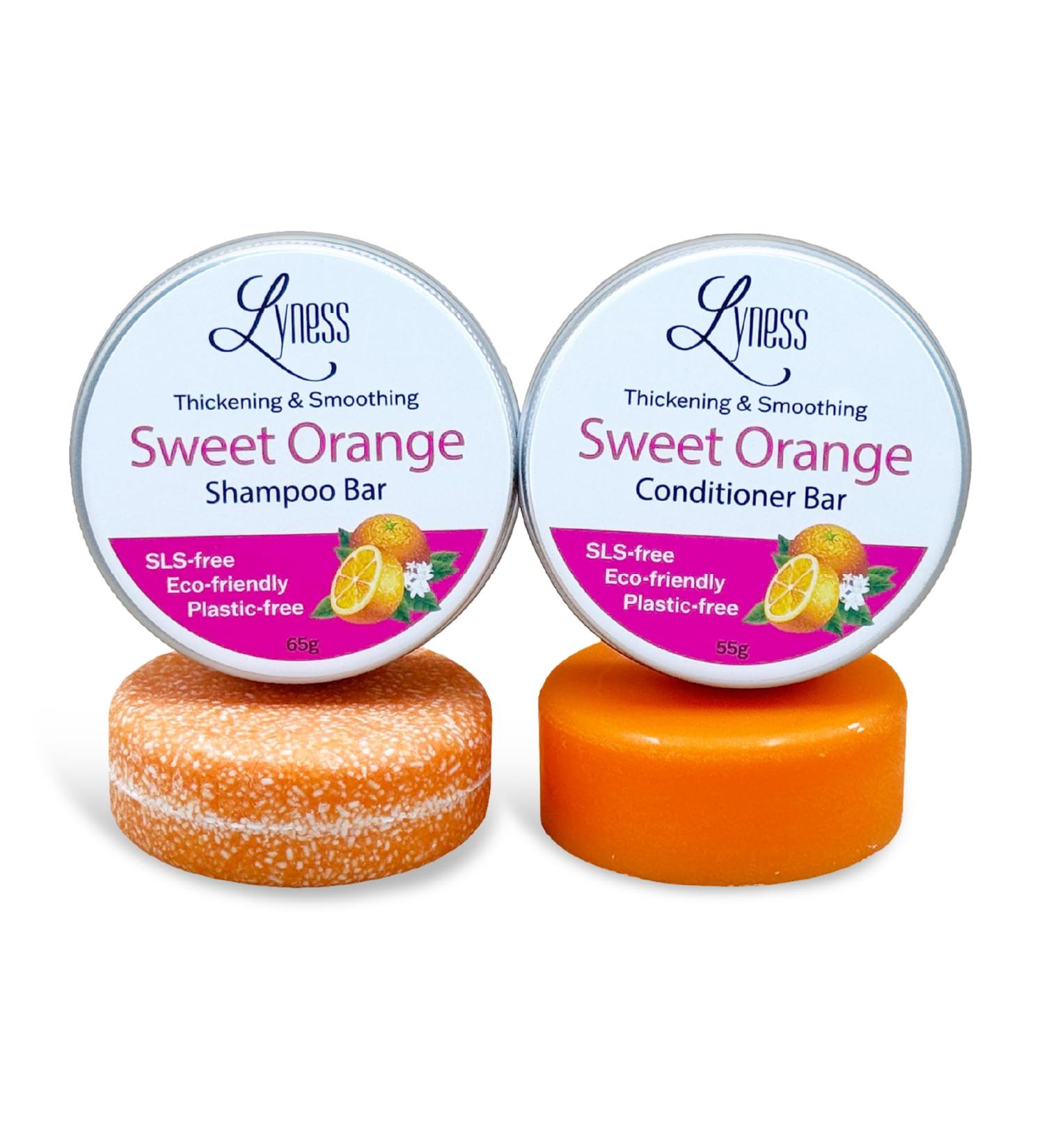 Lyness Sweet Orange Shampoo & Conditioner Bar Set | Organic Eco-Friendly & Plastic-Free | Best Natural Hair Care - Buy Online on GoSupps.com