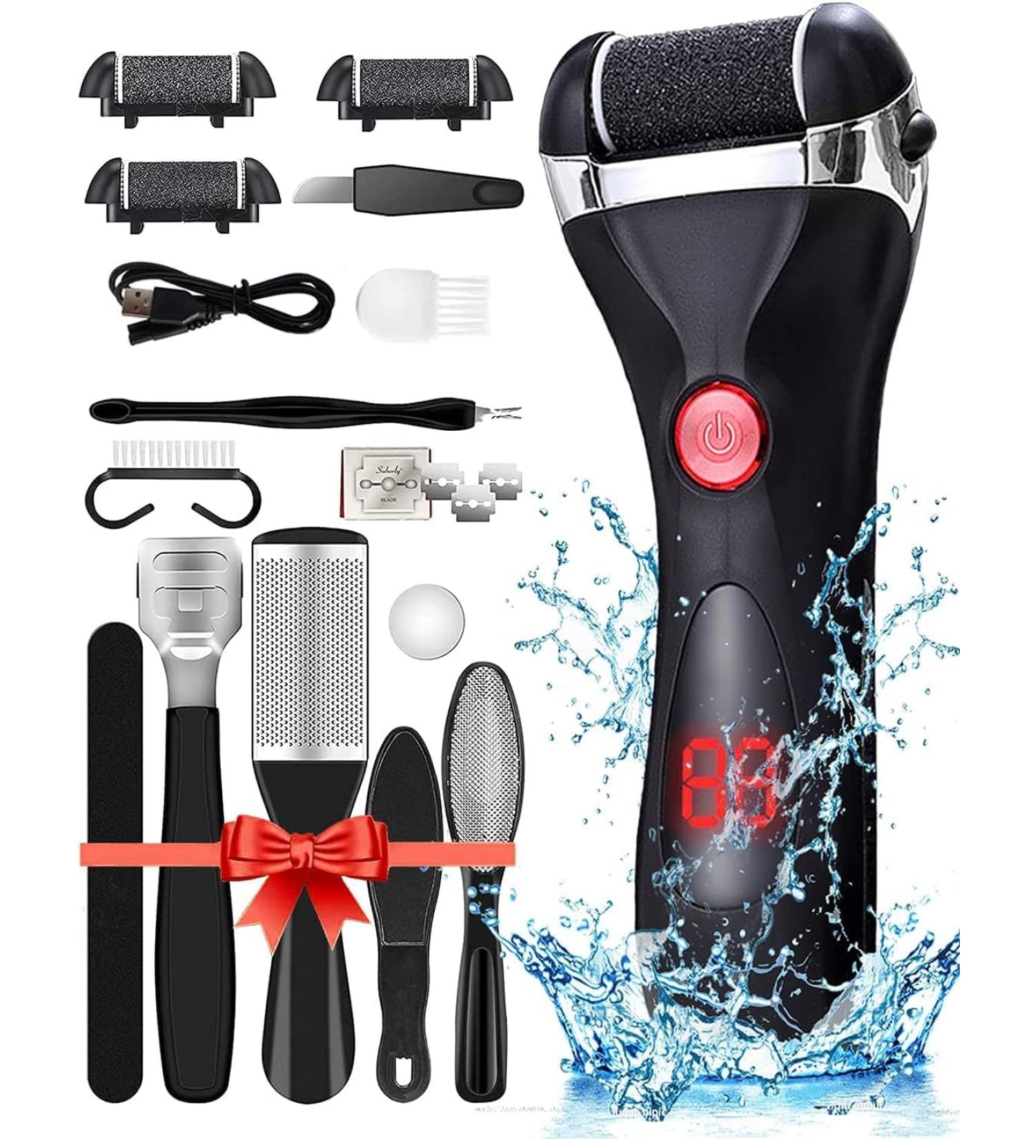 Jooayou Electric Foot File for Hard Skin - Rechargeable Callus Remover with 3 Rollers & 10-in-1 Foot Scraper Set - Buy Online on GoSupps.com