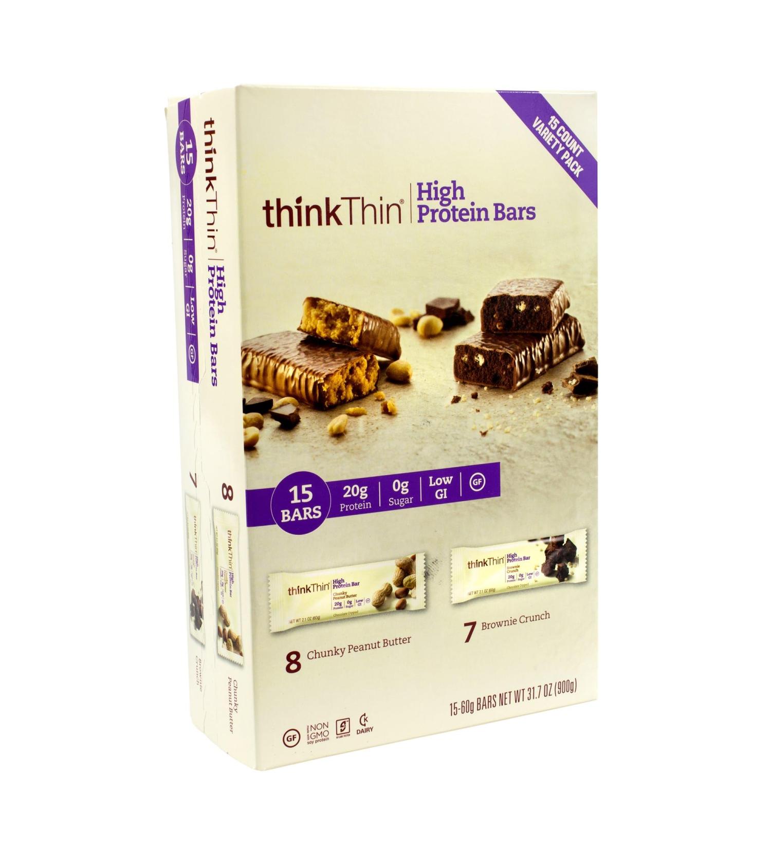 Buy Think Thin 15 Bars - Chunky Peanut Butter & Brownie Crunch | Healthy Snack | International Shipping - Buy Online on GoSupps.com