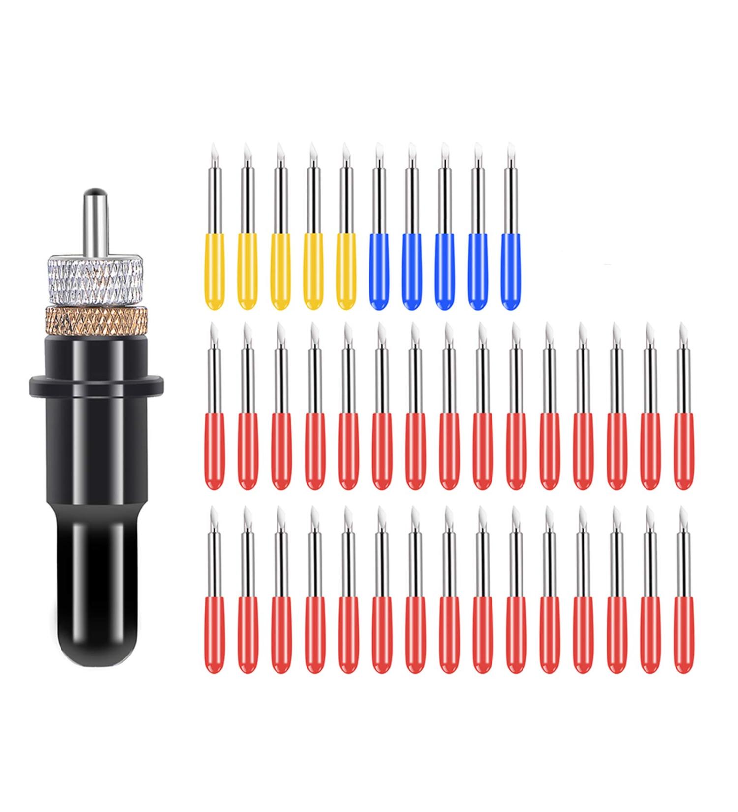 40Pcs Tungsten Steel Vinyl Cutter Blades Lettering Blade 30/45/60 Degree for Roland Cutting Plotter with 1 Knife Block  Black Set 5 - 40pcs - Buy Online on GoSupps.com