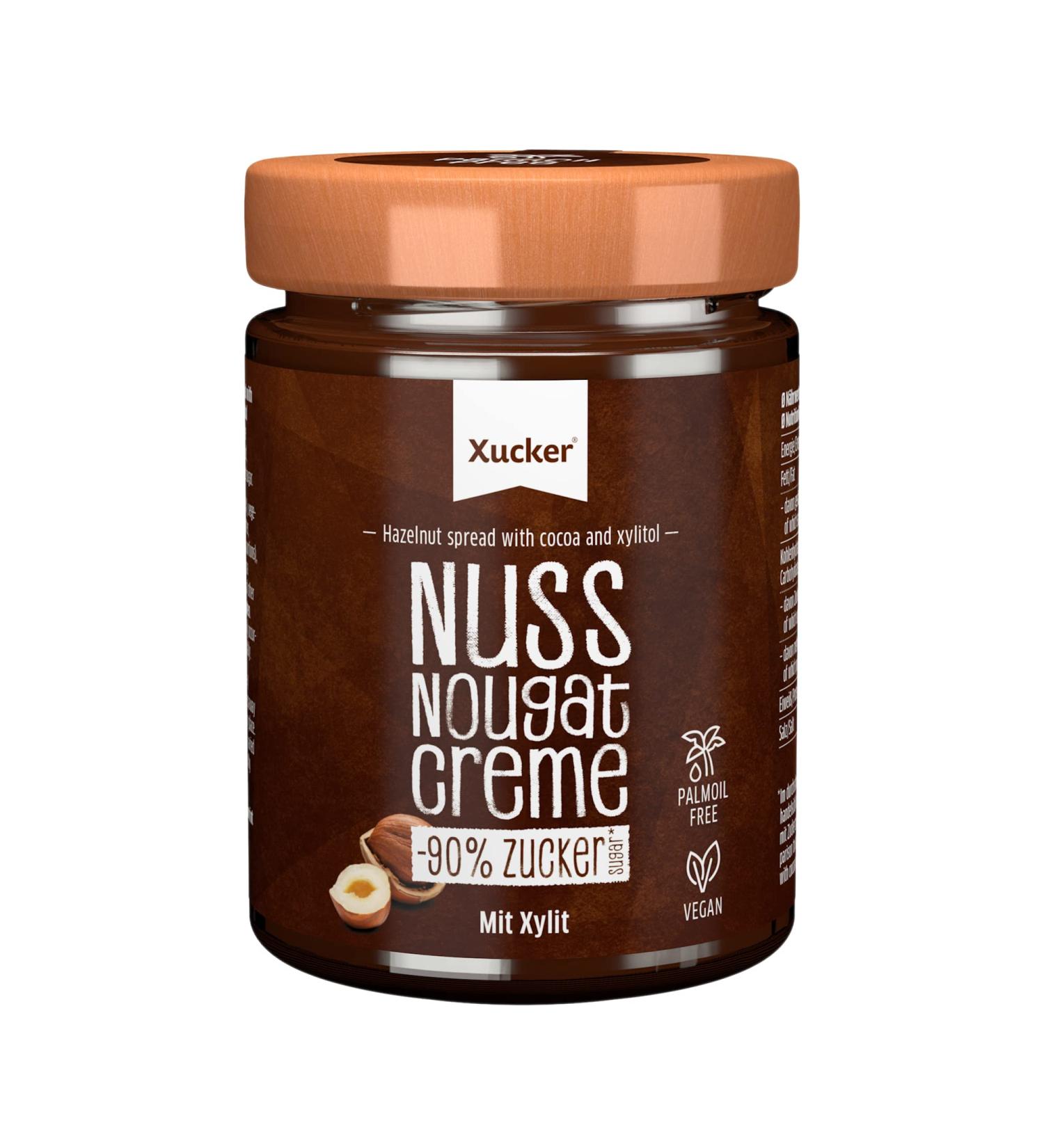 Xucker Nut-Nougat Cream with Xylitol | Vegan Low-Sugar Hazelnut Spread (300g) - No Palm Oil 33% Hazelnuts International Shipping - Buy Online on GoSupps.com