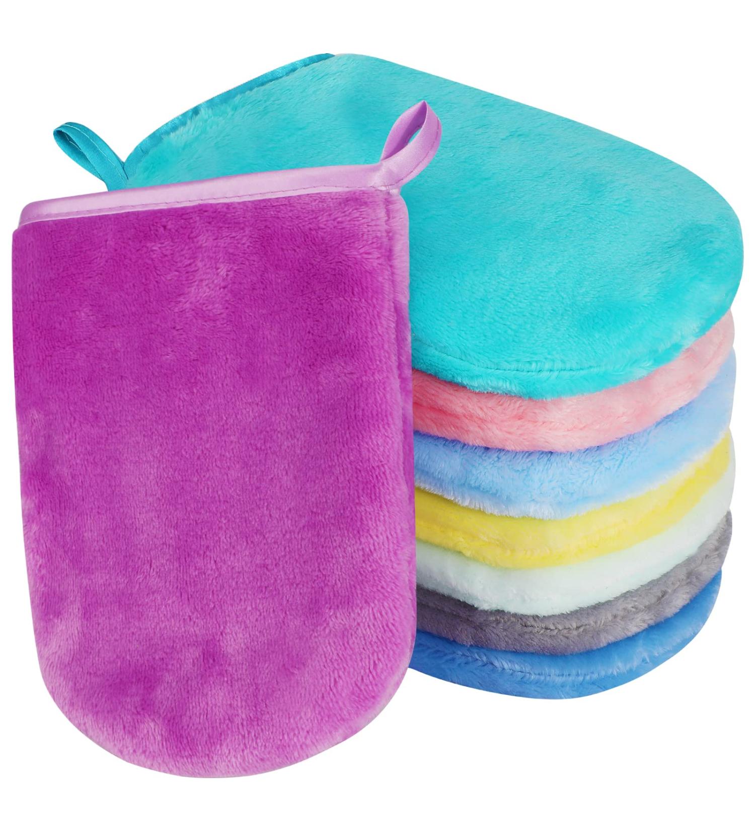 PHOGARY Pack of 8 Bath Mitten Gloves - Premium Cotton Lace Washing Mitts 8 Colors 15x21 cm - International Shipping Available - Buy Online on GoSupps.com