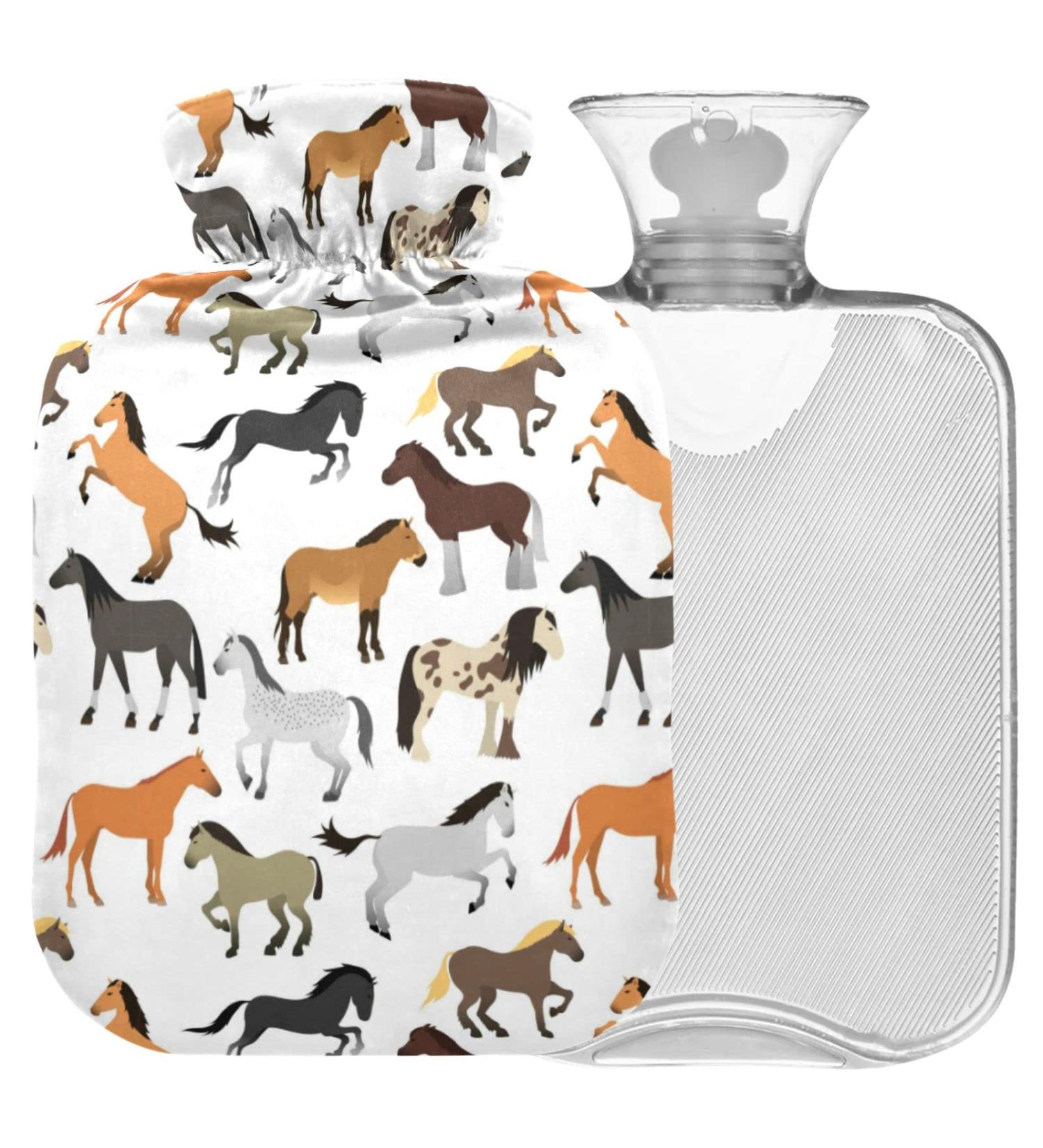 NAANLE Cartoon Horse 2L Hot Water Bottle - Warmth & Pain Relief for Bed Hand & Foot - Transparent Bag Included - Buy Online on GoSupps.com
