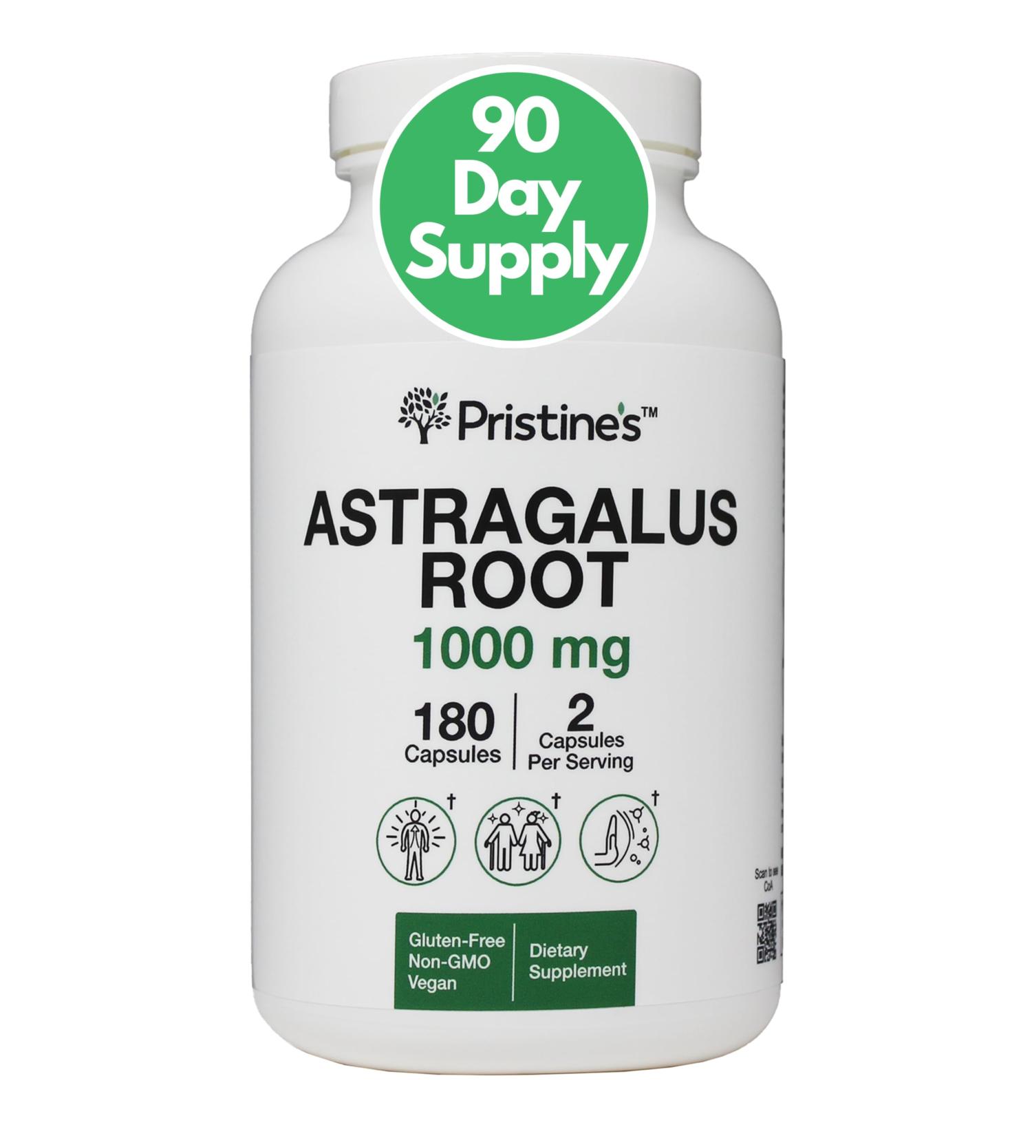 PRISTINE S Astragalus Root 1000mg - Immune Support & Healthy Aging Supplement - 90 Day Supply - Buy Online on GoSupps.com