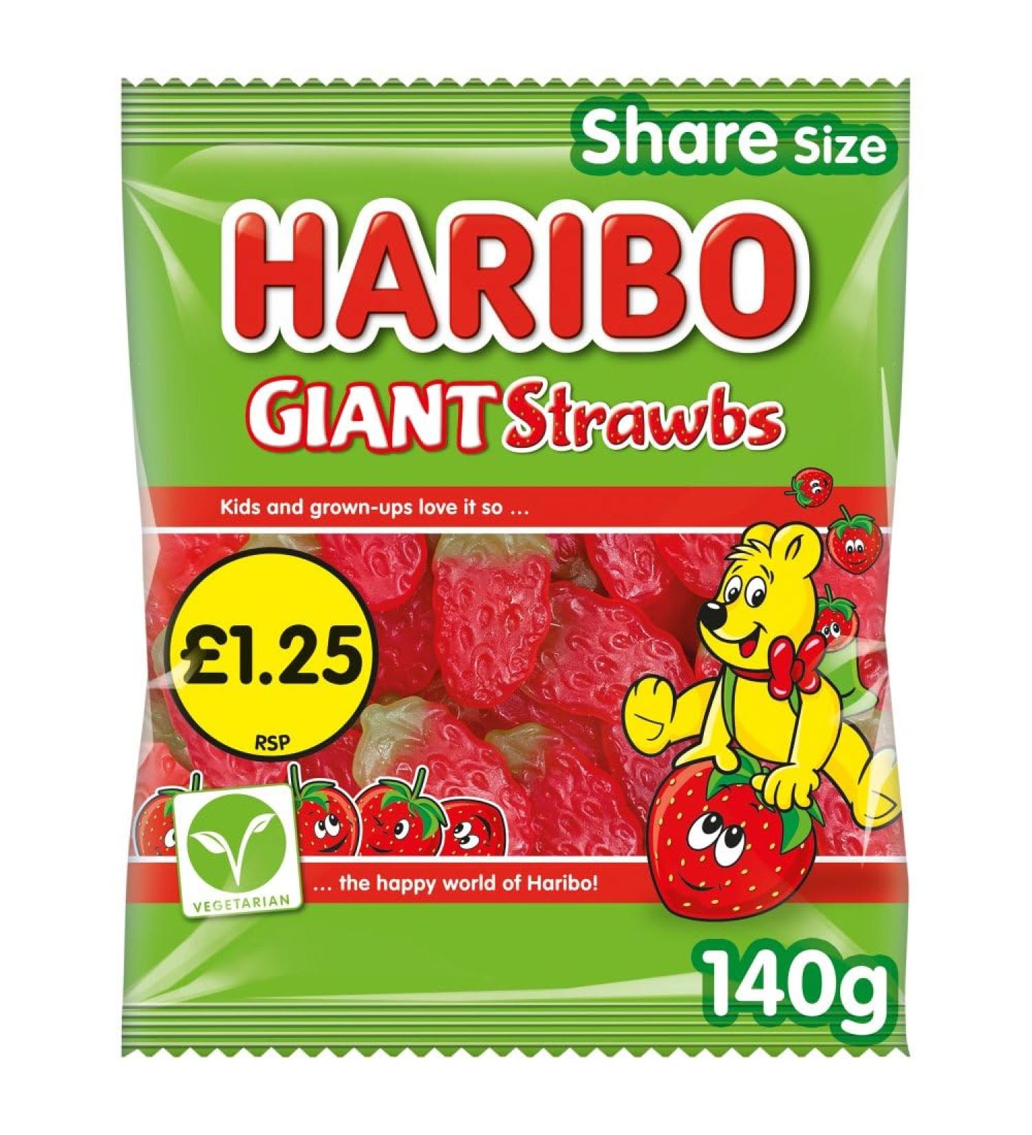 Sweets 12 x 140g PMP Bags (GIANT STRAWBS)