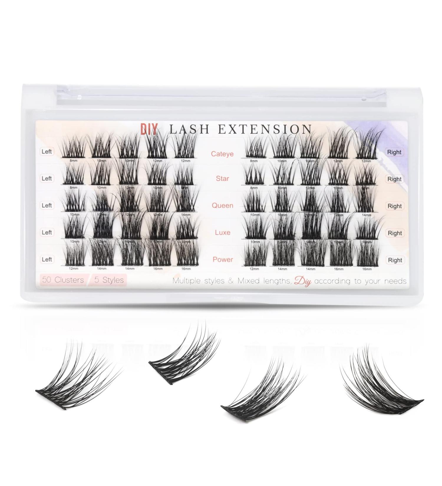 50-Piece Mixed Length Lash Clusters Set - Wispy Volume and Natural Look - Reusable DIY Eyelash Extensions - MERETON - Buy Online on GoSupps.com
