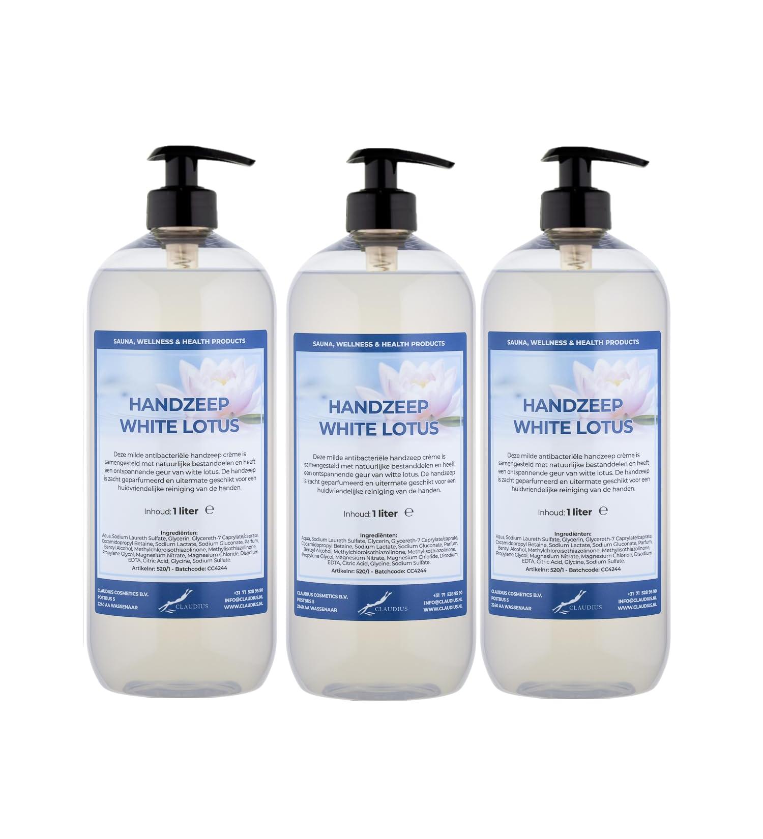 Claudius White Lotus 1L Hand Soap - Pack of 3 - With Pumps