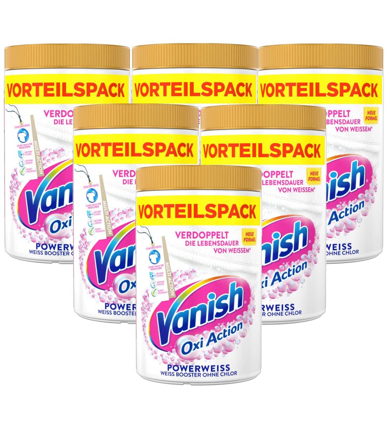 Vanish Oxi Action Power White Powder - 6 x 1.65 kg Stain Remover & Laundry Booster for Whites - Chlorine-Free | International Shipping - Buy Online on GoSupps.com