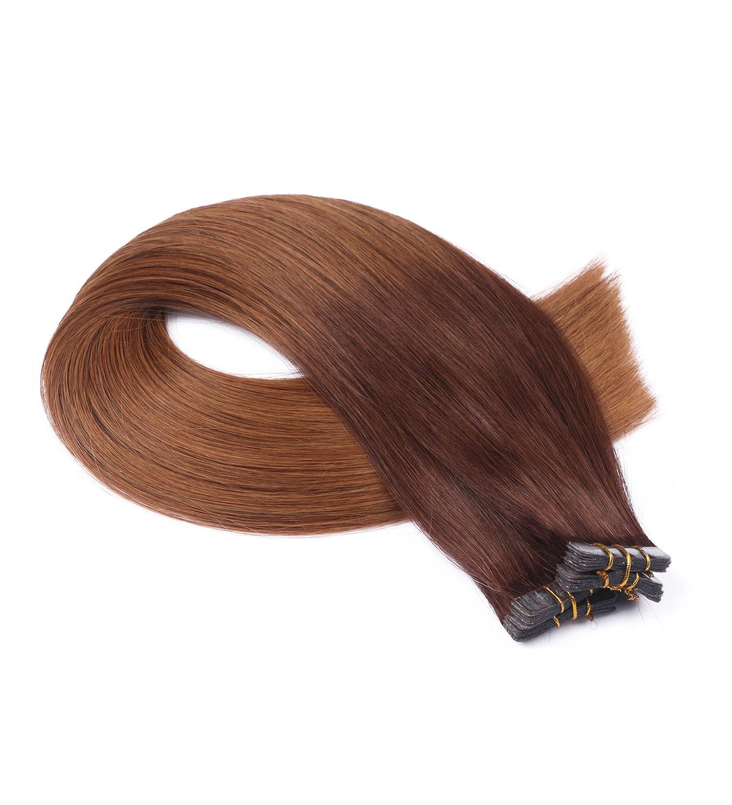 Tape In Hair Extensions #2/8 Ombre - 60cm - 100% Remy Real Hair - 60 Tresses 2.5g Each - Novon Hair Extensions - Buy Online on GoSupps.com