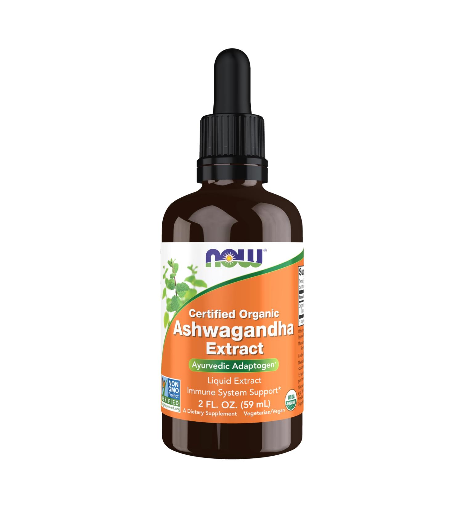 NOW Foods Supplements Ashwagandha Liquid Extract Organic Immune System Support 2 fluid ounces 2 Fl Oz (Pack of 1) - Buy Online on GoSupps.com