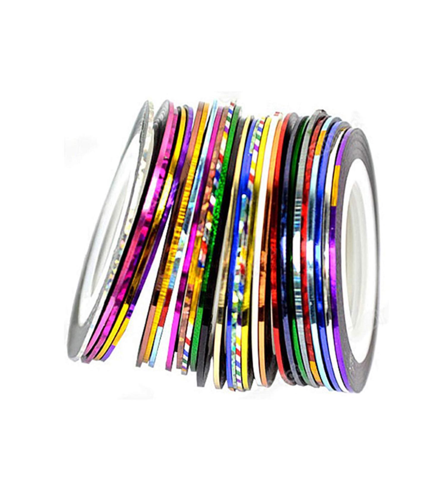 10 Color Mixed Nail Art Striping Tape Line Sticker Set - UV Gel Tips Decal DIY Nail Decorations - Buy Online on GoSupps.com