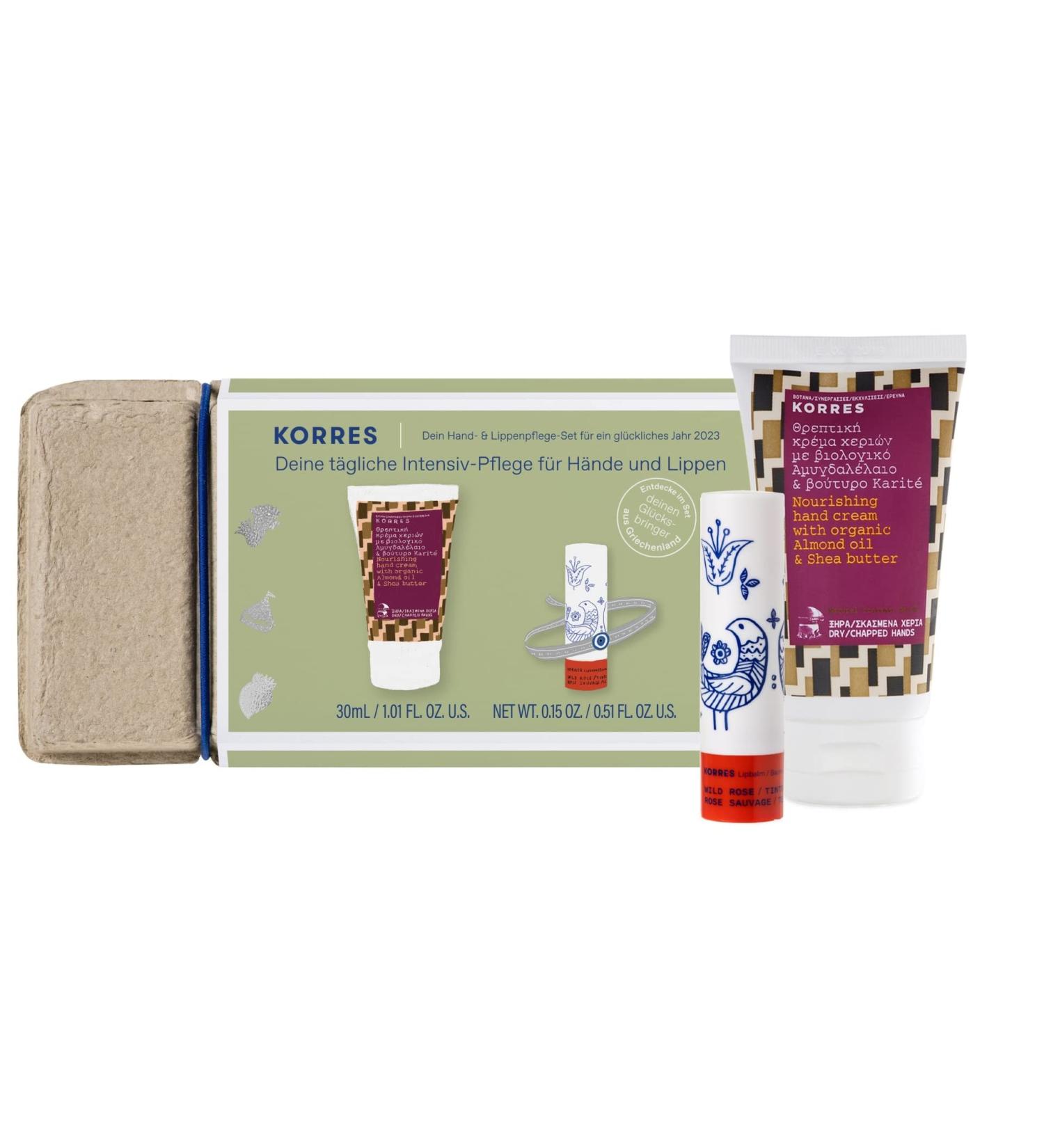 KORRES Hand and Lip Care Kit - Wild Rose Gift Set - 4.5g - Hand Cream - 30ml - Charm Greek - Buy Online on GoSupps.com