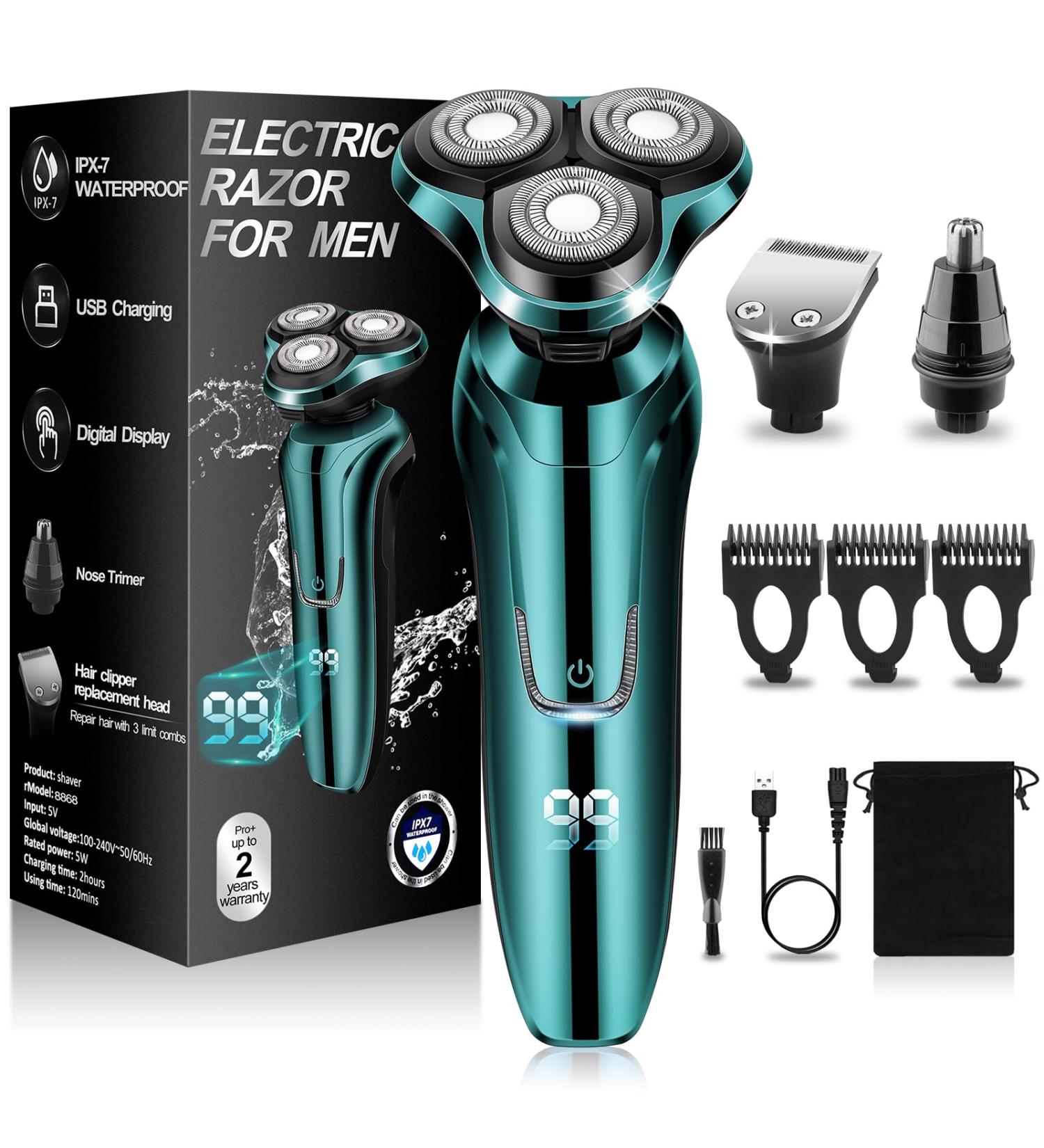Electric Razor for Men 2024 Men s Electric Shavers Rotary LED Display 100% Waterproof Cordless Razor Wet/Dry Shaving Electric Shaver for Men Includes Nose Hair Trimmer Beard Trimmer Travel Shaver - Buy Online on GoSupps.com