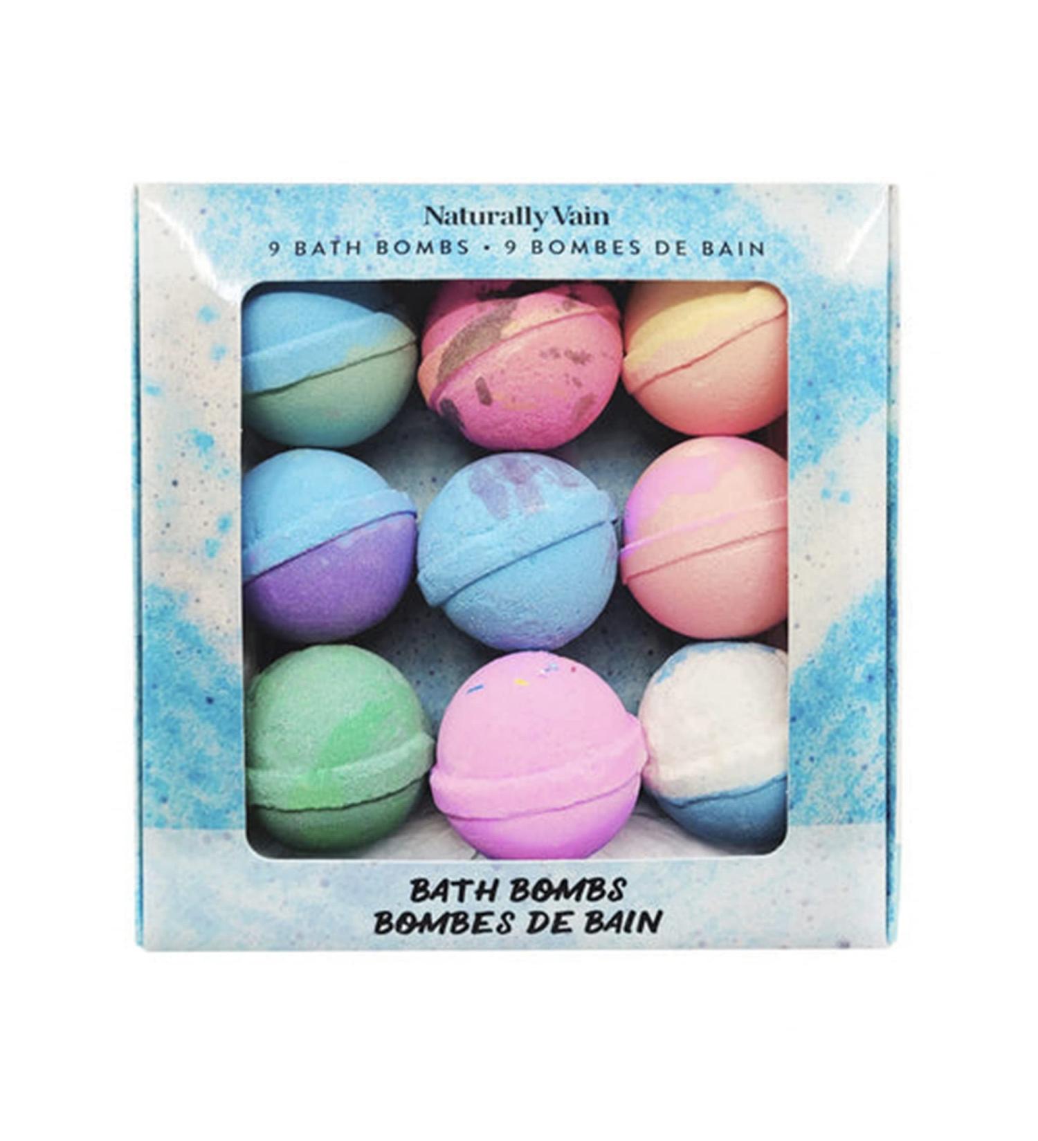 Naturally Vain Handmade Luxury Bath Bomb Set - 9-Pack Assorted Scents | Non-Staining, Sulfate-Free, Aromatherapy Spa Gift Set - Buy Online on GoSupps.com