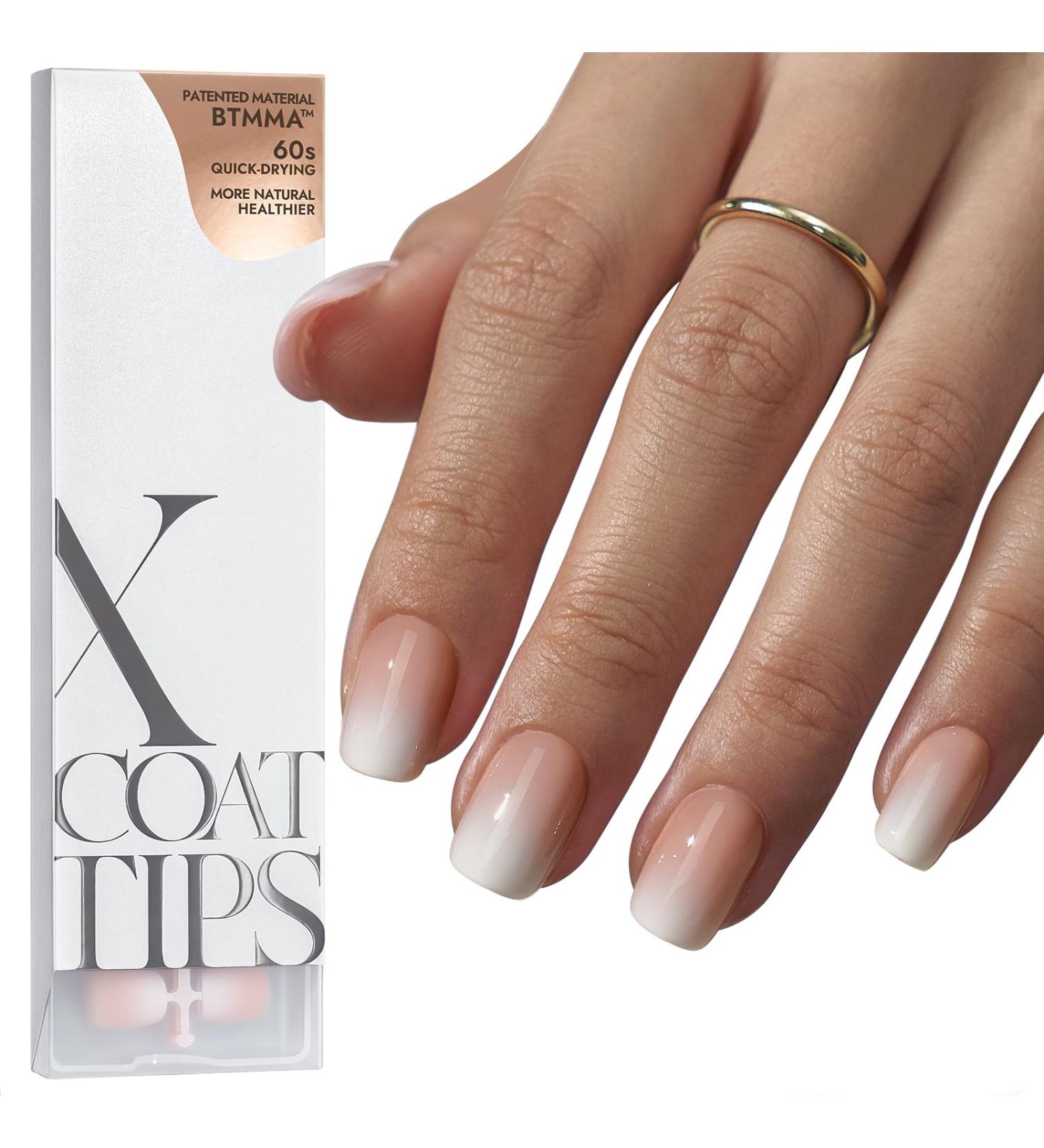btartboxnails XCOATTIPS Ombre Nails - Extra Short Square Press On Nails (150Pcs 15 Sizes) - Nude Peach Soft Gel False Nails Soak Off Acrylic Extensions - A160-XS - Buy Online on GoSupps.com