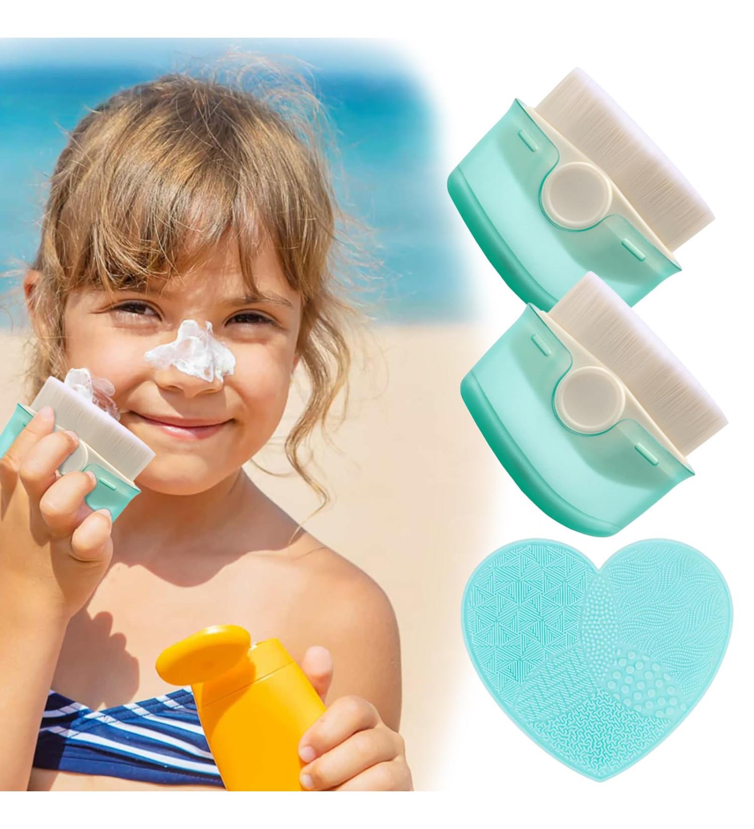 Buy Sunscreen Applicator for Kids - 2 Pack Brush Set with Protective Caps & Cleaning Pad | Sunblock Buddy Green - Buy Online on GoSupps.com