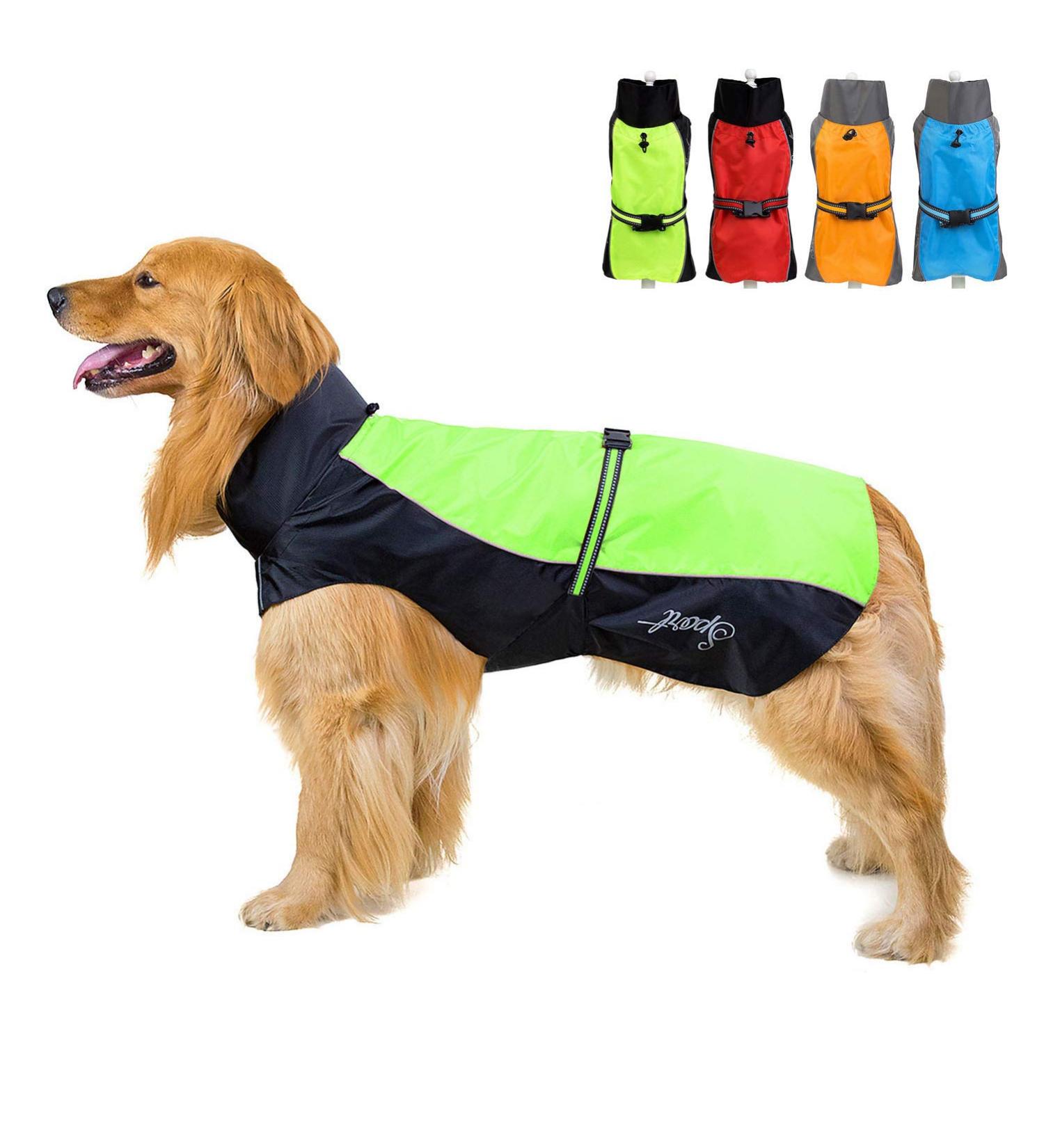 Zunea Waterproof Raincoat for Large Dogs | Reflective Windproof Rain Jacket with Mesh Lining Ideal for Outdoor Hiking & Wet Days | Green 3XL - Buy Online on GoSupps.com