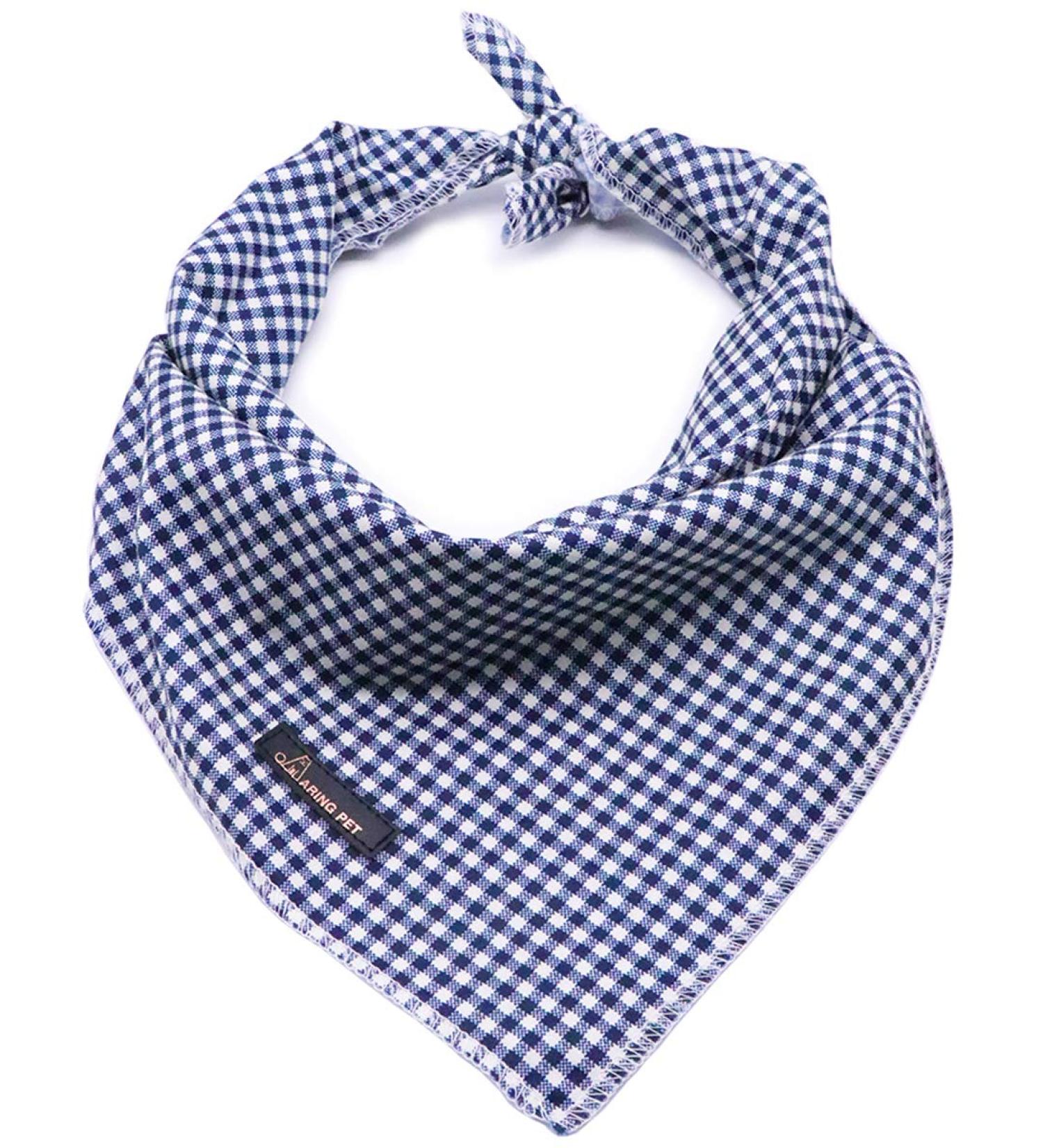 Aring Cotton Plaid Dog Bandana | Triangle Neck Scarf for Small & Large Dogs & Cats - Marine Blue - Buy Online on GoSupps.com