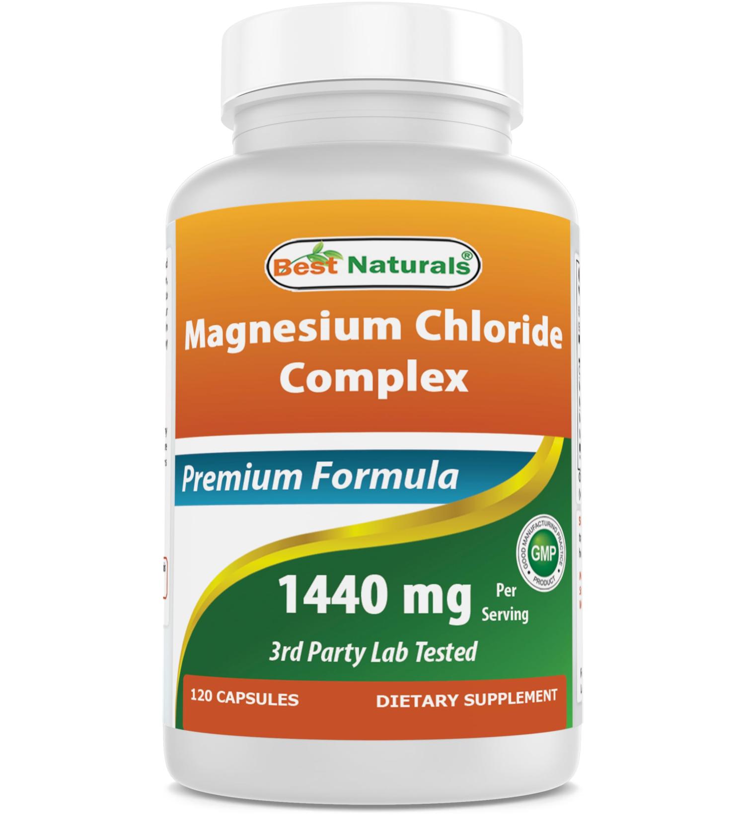 Best Naturals Magnesium Chloride (Cloruro De Magnesio) Complex 1440 mg per Serving - 120 Capsules 120 Count (Pack of 1) - Buy Online on GoSupps.com