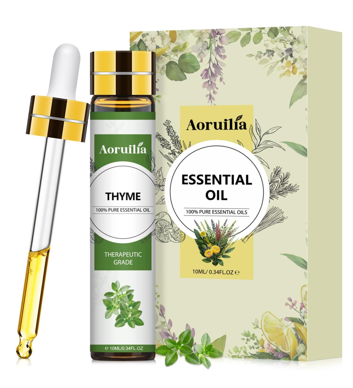 Aoruilia 10ml Thyme Essential Oil Pure Natural Premium Grade Essential Oils for Diffusers for Home Aromatherapy Massage Bath Yoga Candle Perfume Making Thyme 10 ml (Pack of 1) - Buy Online on GoSupps.com