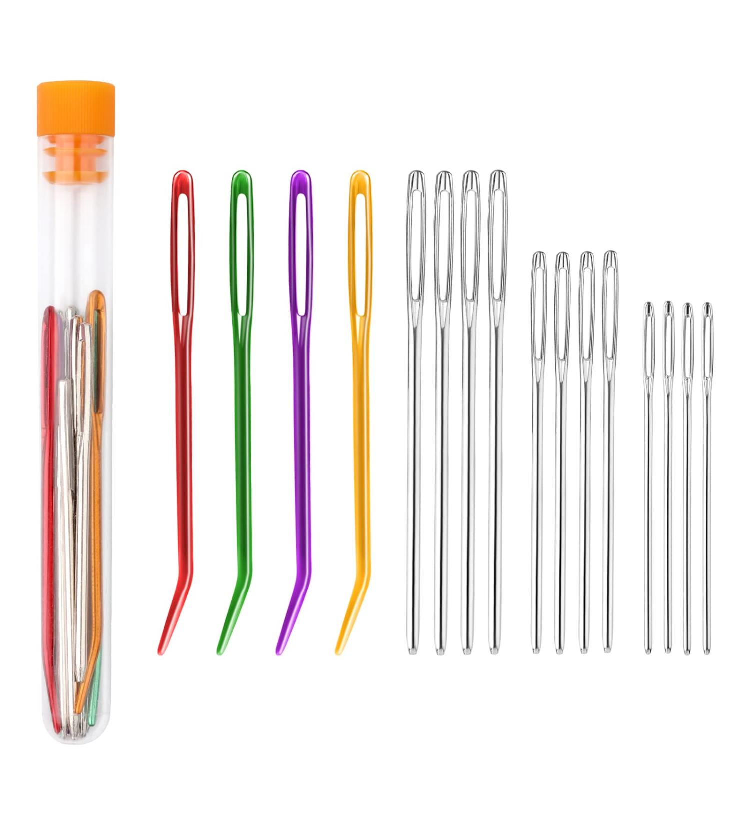 16pcs Large-Eye Blunt & Bent Tapestry Needles Set - Stainless Steel Yarn Knitting, Sewing, Crochet Projects - 2 Styles - Buy Online on GoSupps.com