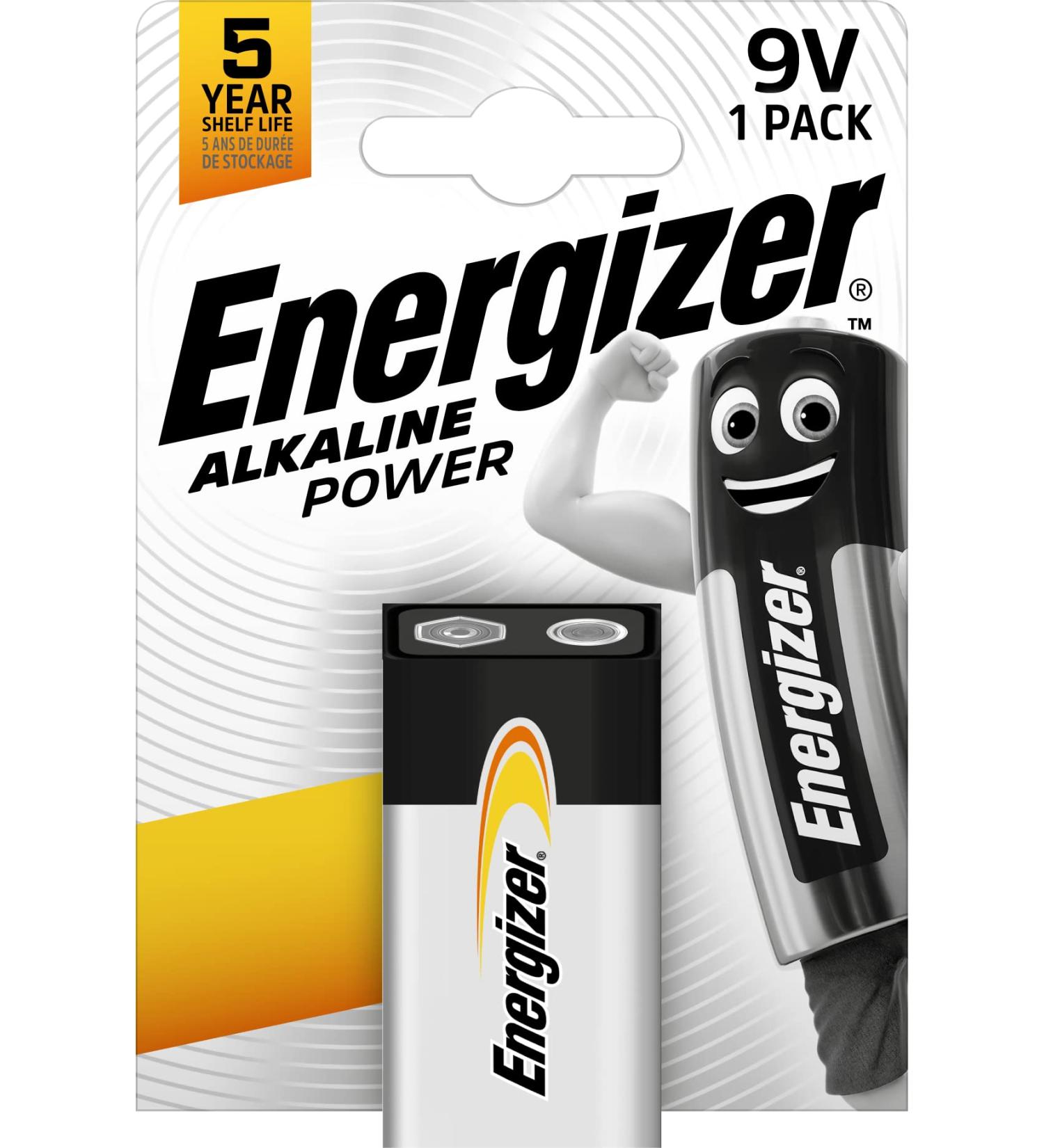 Energizer 9V Alkaline Battery 6LR61 - Power 1-Pak | Long-Lasting Reliable Performance - International Shipping Available - Buy Online on GoSupps.com