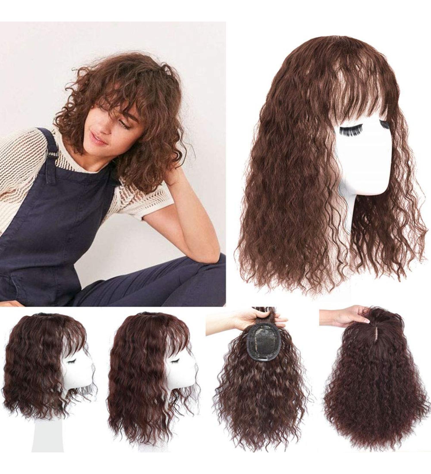Fluffy Messy Tip Wig for Women - Curly Wavy Synthetic Wig with Corrugated Ponytail - 35cm Black - Buy Online on GoSupps.com