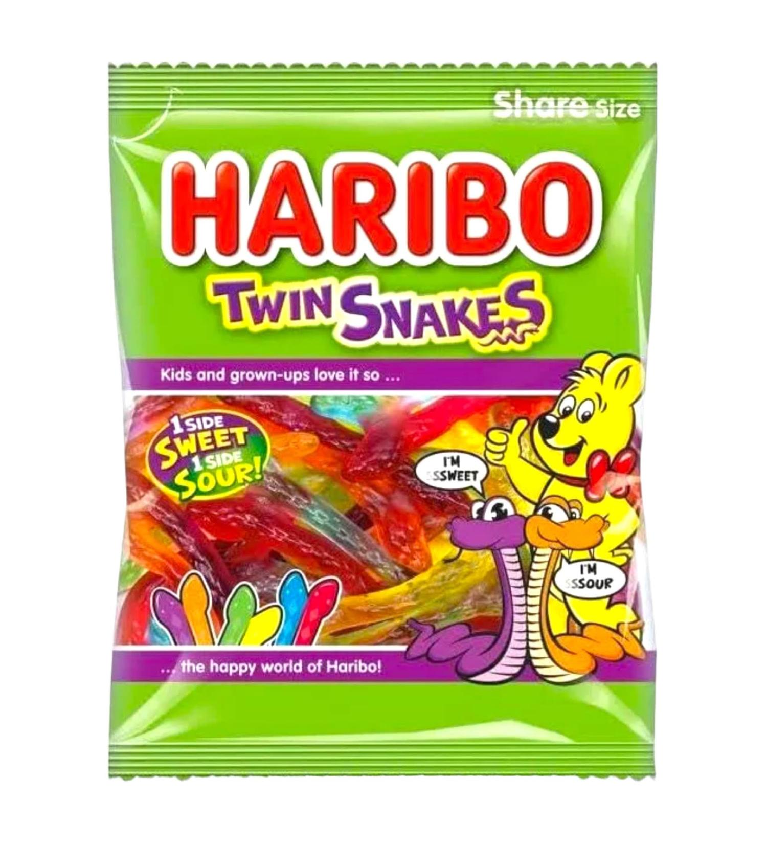 Twin Snakes Sour & Sweet Gummy Sweets Soft Candy Delightful Duo Cherry Orange Apple Lemon Blueberry Blackcurrant - 2x Share Bags 160g - Buy Online on GoSupps.com