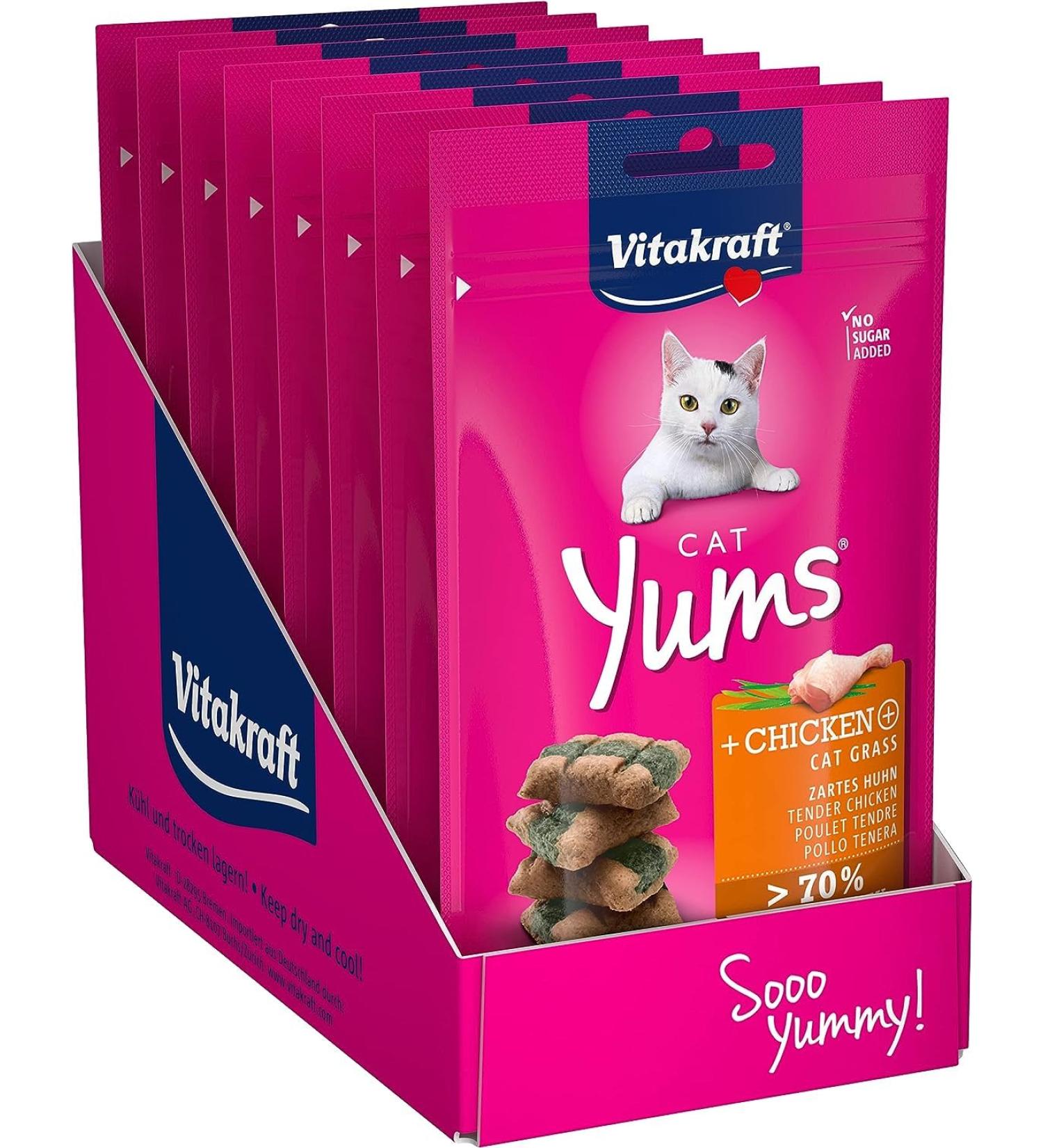Vita Power Cat Yums - Extra Meaty Chicken & Cat Grass Snacks for Cats (9x40g) | No Sugar No Grain - Healthy Treats in Stock - Buy Online on GoSupps.com