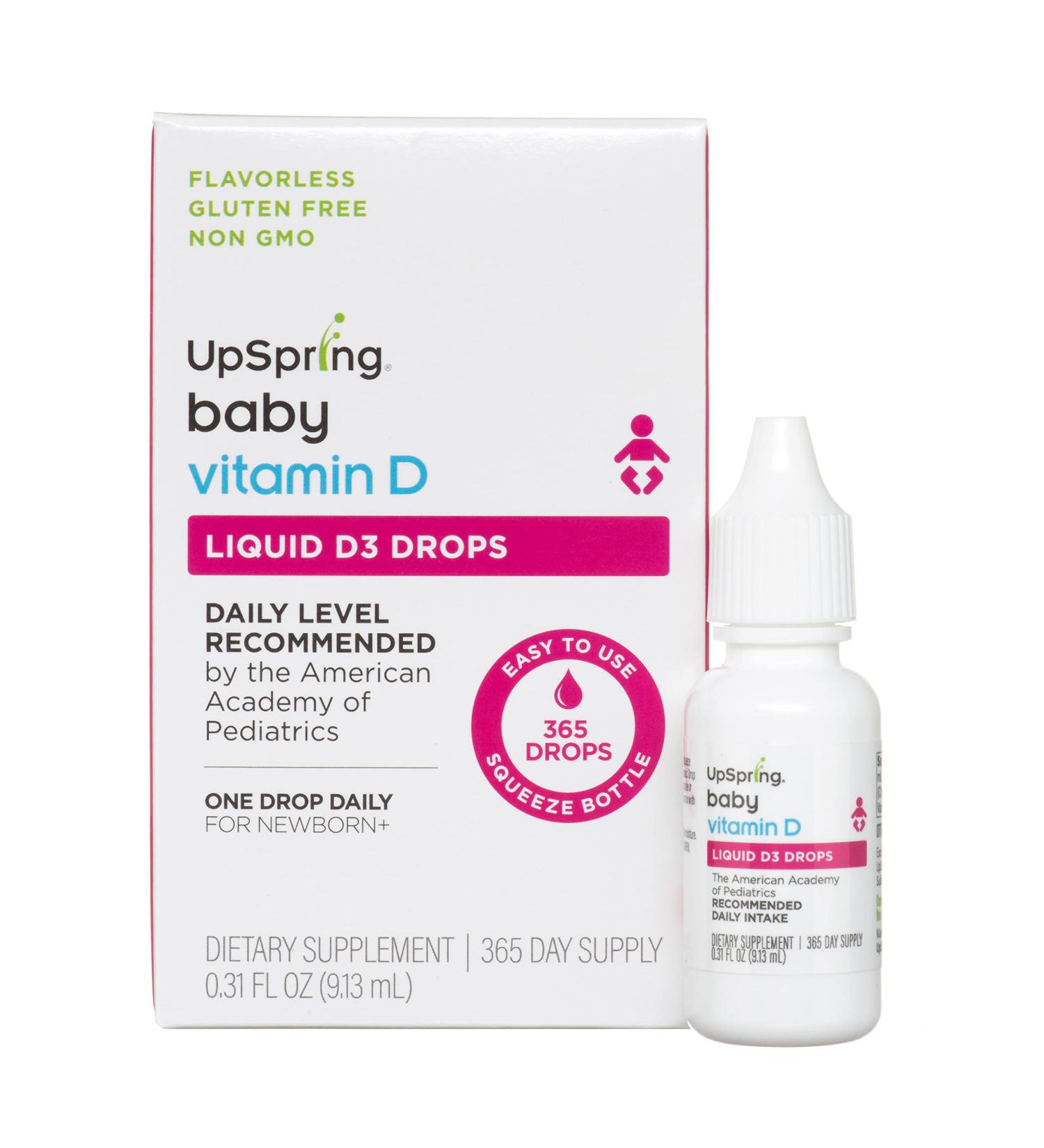 UpSpring Baby Liquid D3 Drops - Vitamin D Supplement 0.31 fl oz for Healthy Growth - Buy Online on GoSupps.com
