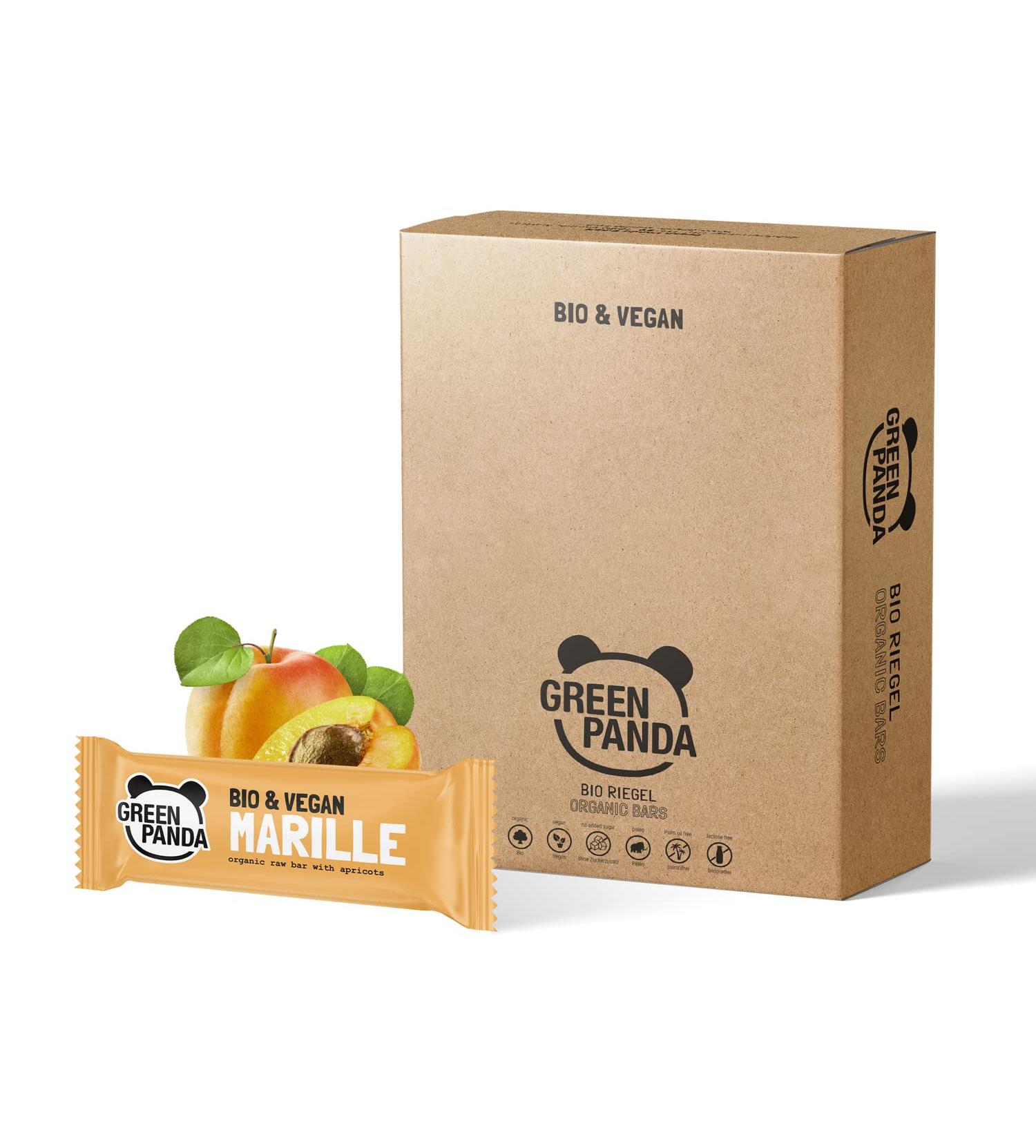 Green Panda Vegan Apricot Energy Bars | 100% Organic & Sugar-Free Sweets | Only 5 Ingredients | Healthy Snack | 12x30g Fructure Bars - Buy Online on GoSupps.com