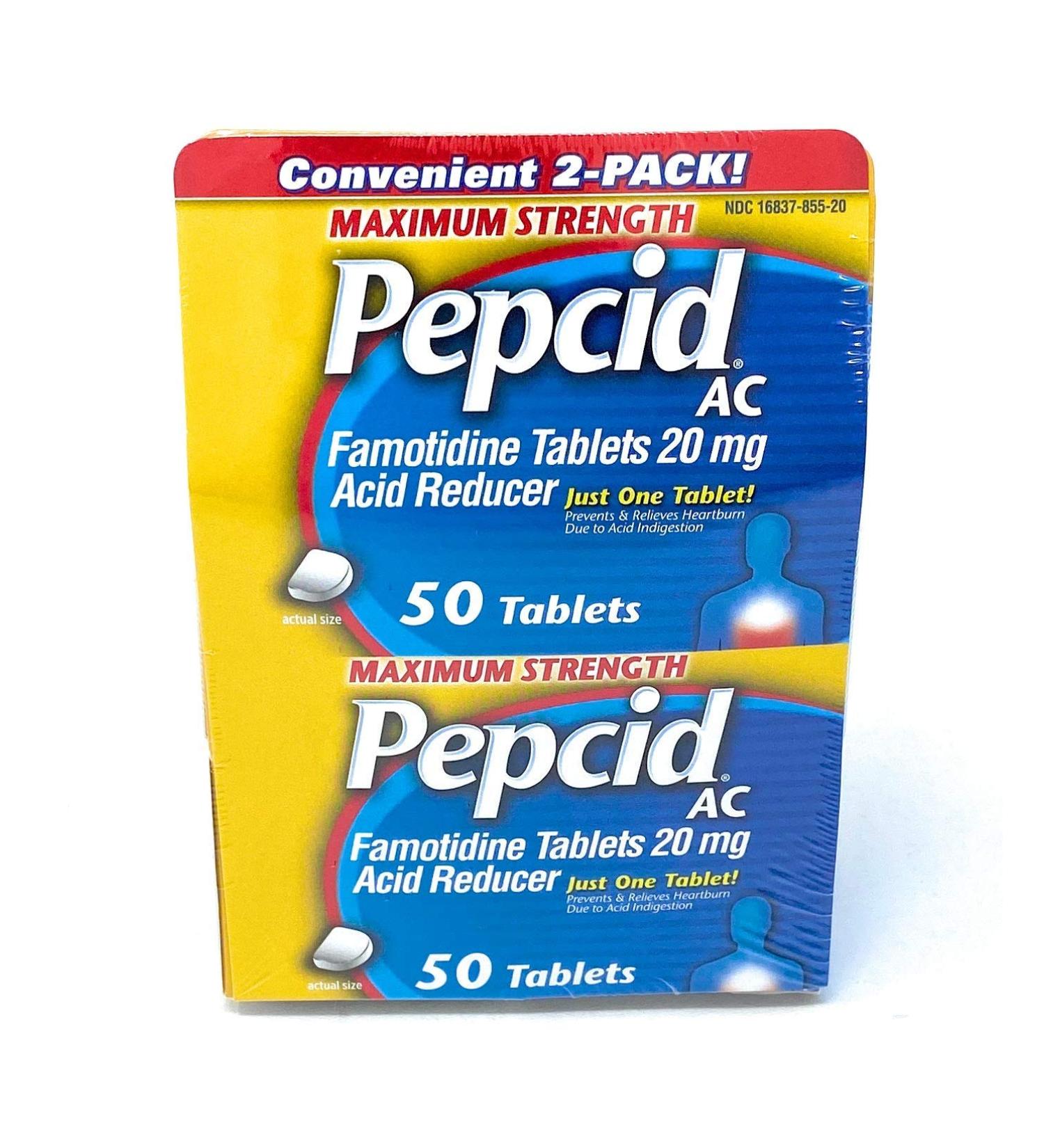 Pepcid AC Maximum Strength Acid Reducer Tablets 100 Count - Pack of 2 - Buy Online on GoSupps.com