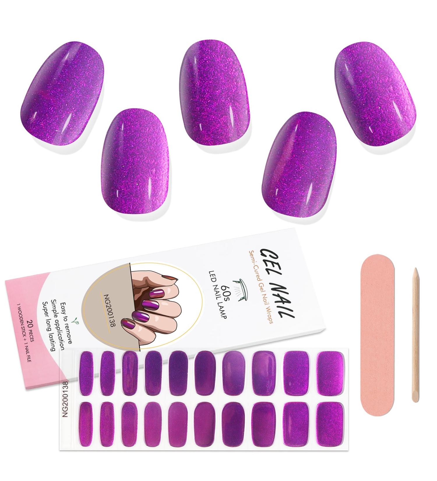 Kalolary Gel Nail Polish Strips - Full Nail Wraps Decal Sets with Nail File and Stick - Waterproof Semi Cured Nail Gel Art Sticker for Women Girls - UV/LED Lamp Required - Set of 7 - Buy Online on GoSupps.com