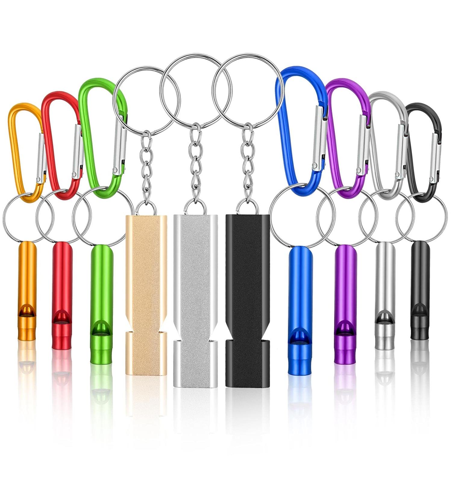 Aluminum Safety Whistle with Lanyard - Loud Double-Tube Survival Whistle for Outdoor Activities - 10 Pack Multicolor Whistles - Buy Online on GoSupps.com