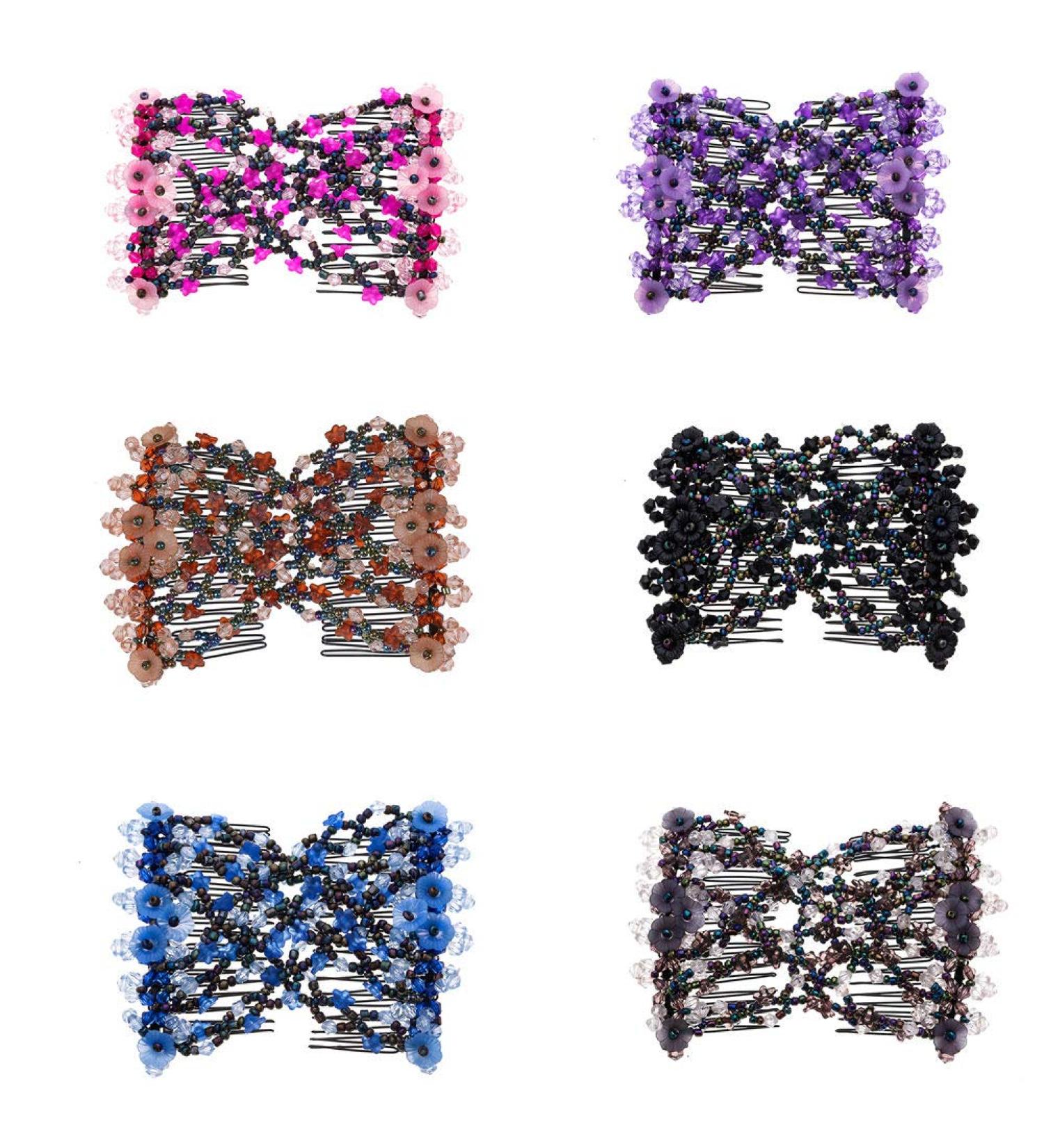 Lovef 6 Pcs Stretchable Double Combs Upzing Medium Hair Clips - Assorted Colors - Buy Online on GoSupps.com