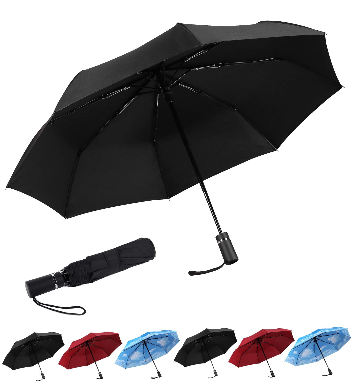 SY COMPACT Travel Umbrella - Automatic Windproof Umbrella | Factory Store Black - Buy Online on GoSupps.com