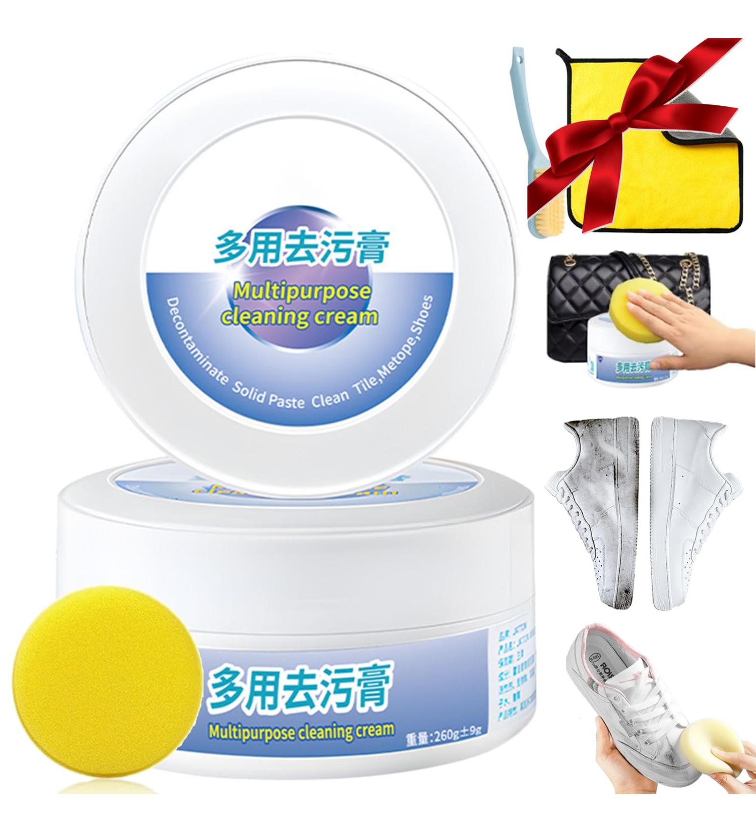 HONGJIANV Multi-Functional Cleaning and Stain Removal Cream Multipurpose Cleaning Cream 2023 New Version White Shoe Cleaning Cream with Sponge All-Purpose Rinse-Free Cleaning Cream (1PC) - Buy Online on GoSupps.com