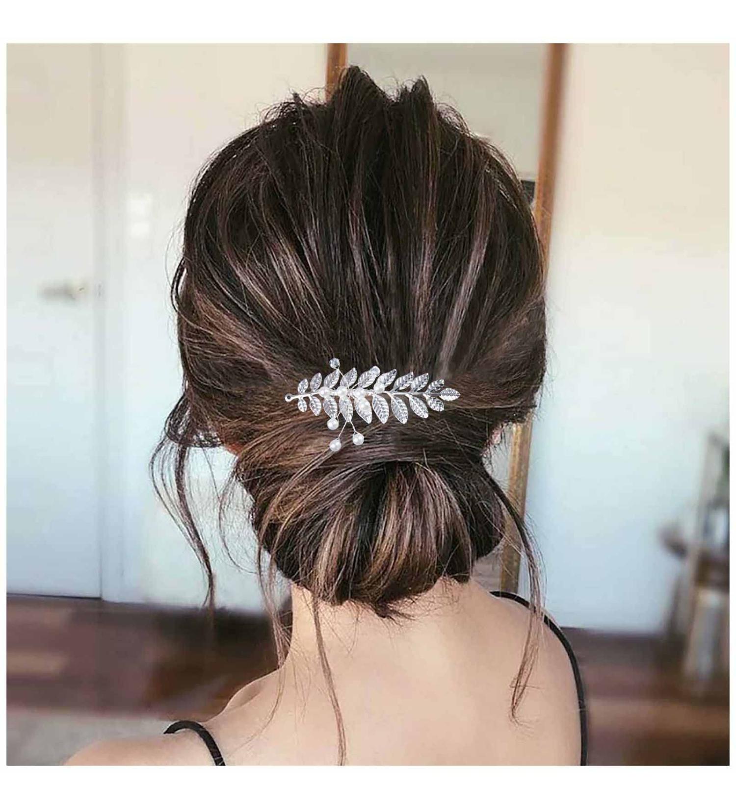 Yheakne Crystal Wedding Hair Comb Silver Pearl Hair Comb Barrette Bridal Hair Comb Headpieces Decorative Head Comb Headwear Rhinestone Hair Piece Bride Side Comb Hair Accessories for Women(Silver) - Buy Online on GoSupps.com