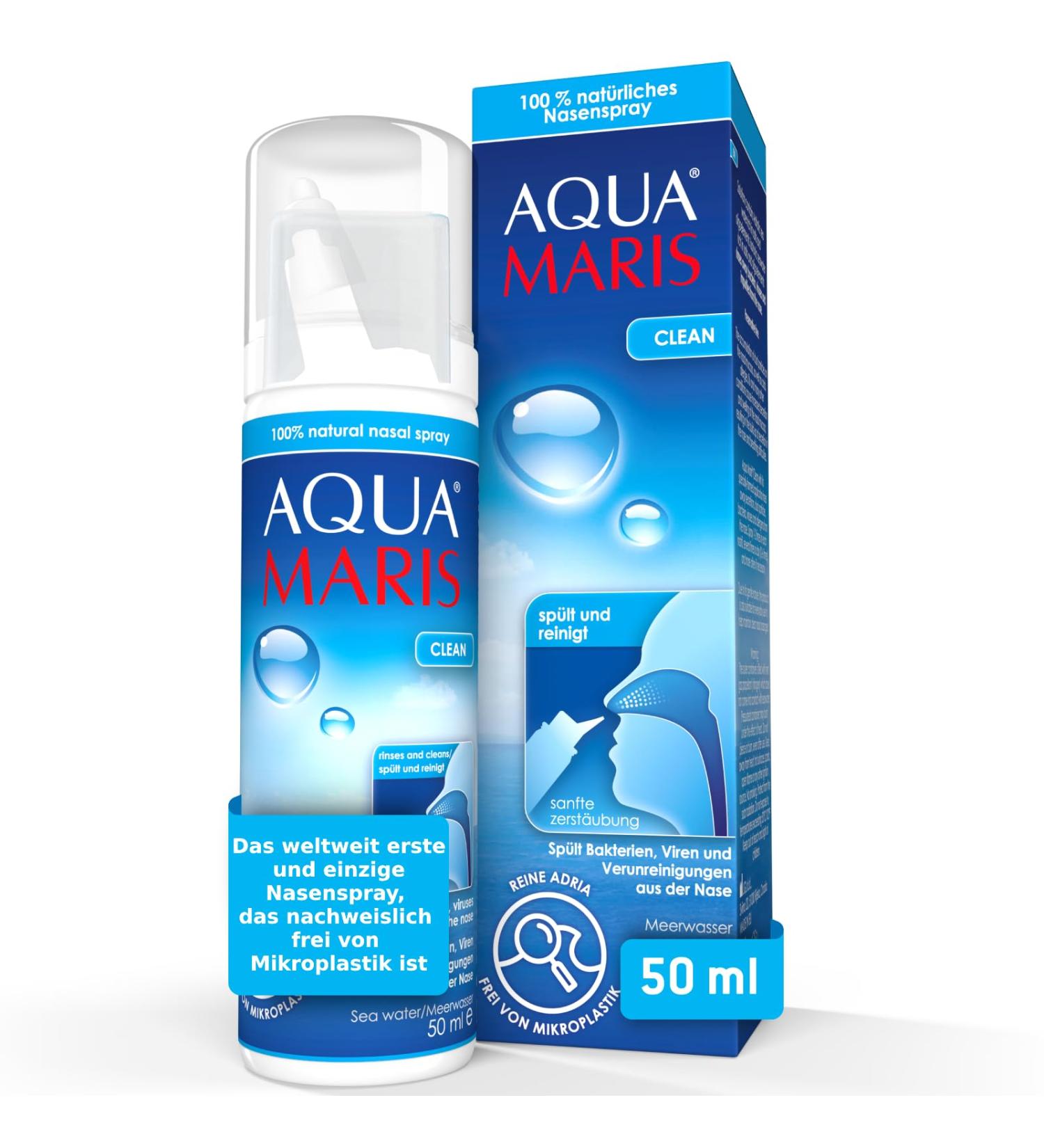 Aqua Maris Clean Nasal Spray 50 ml - Natural Nose Rinse for Cold Allergy & Runny Nose Relief | Adriatic Sea Water for Adults & Children - Buy Online on GoSupps.com
