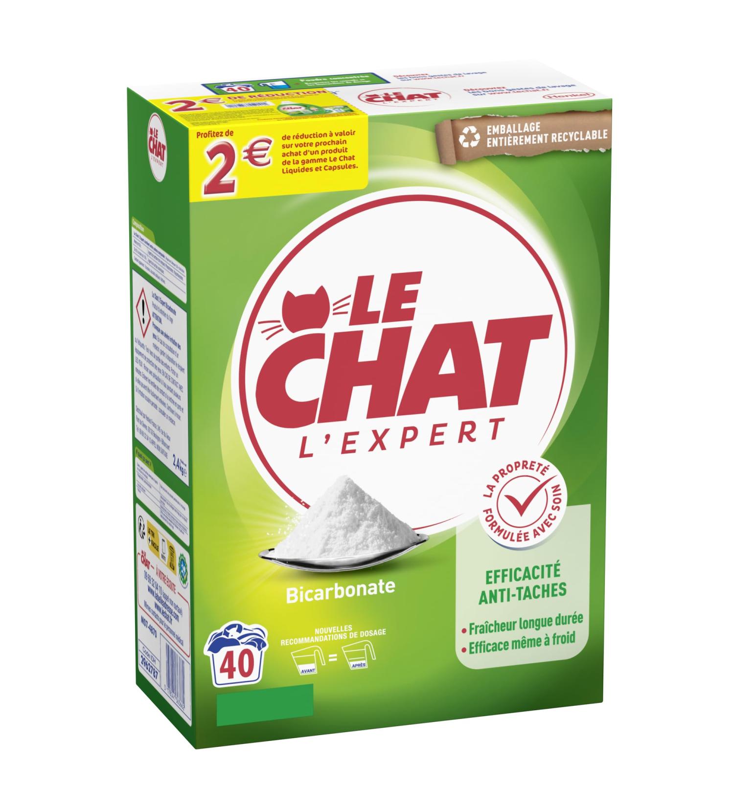 Le Chat - l'Expert - Detergent Powder - Effective Anti-Stain - Long-lasting freshness - Effective even in cold conditions - B