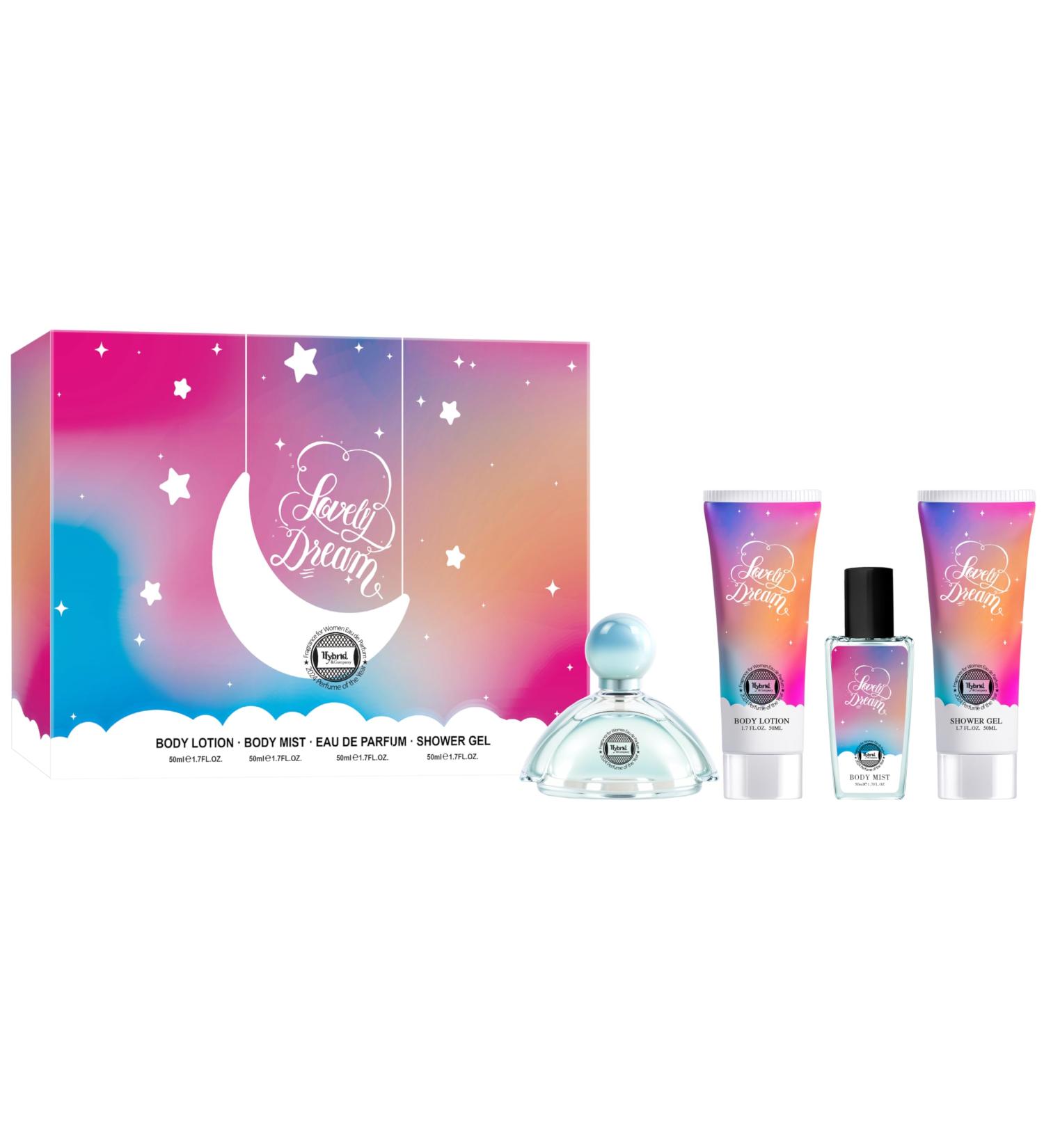 HyBrid & Company Lovely Dream Cloud 4Pcs Gift Set For Women 50ml-Perfume&50ml-Mist&50ml-Bodylotion&50ml-Shower Gel - Buy Online on GoSupps.com