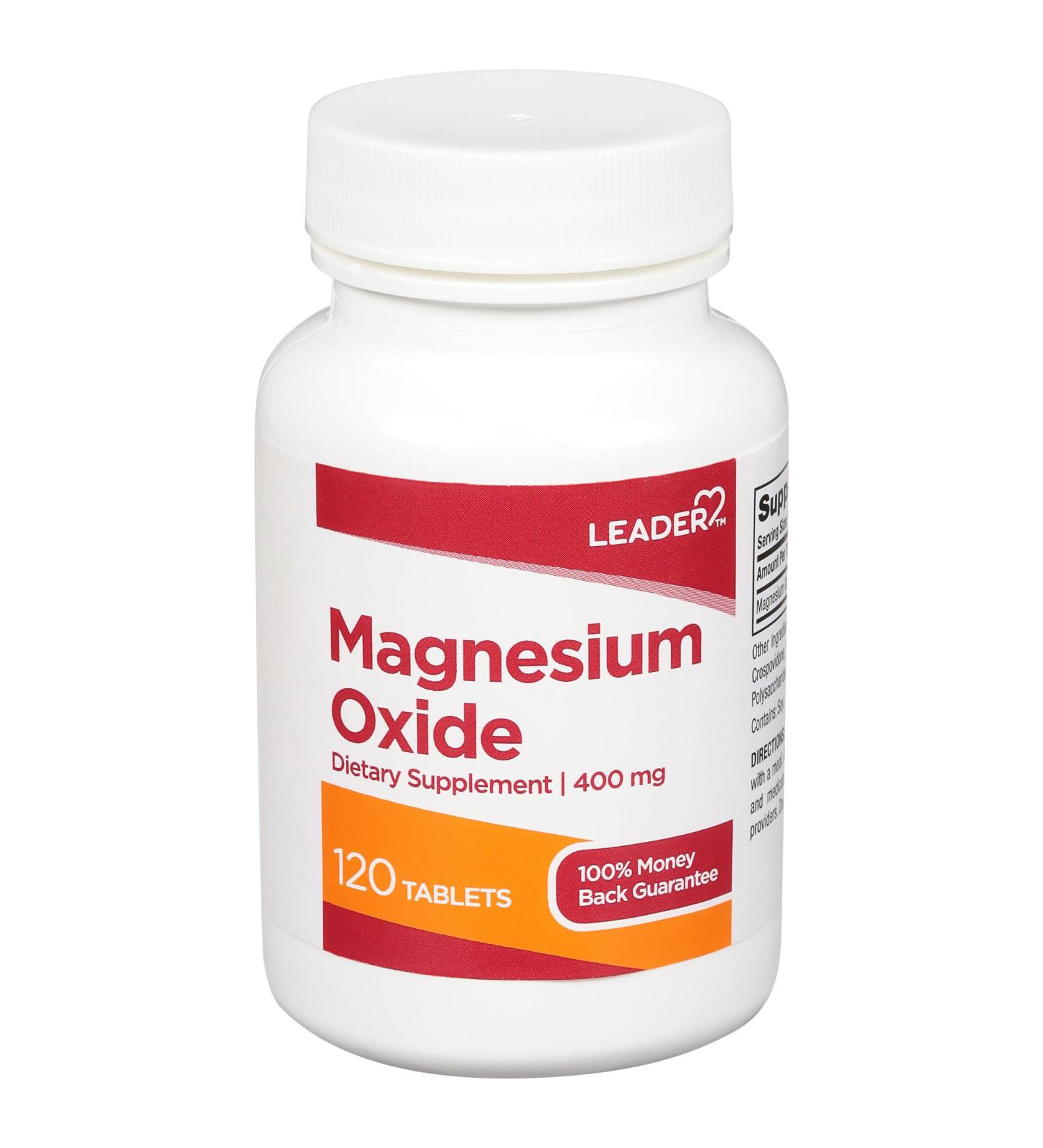 LEADER Magnesium Oxide 400mg Tablets 120 Count High Potency Daily Mineral Supplement for Constipation Relief Digestive Health & Muscle Support 120 Magnesium - Buy Online on GoSupps.com