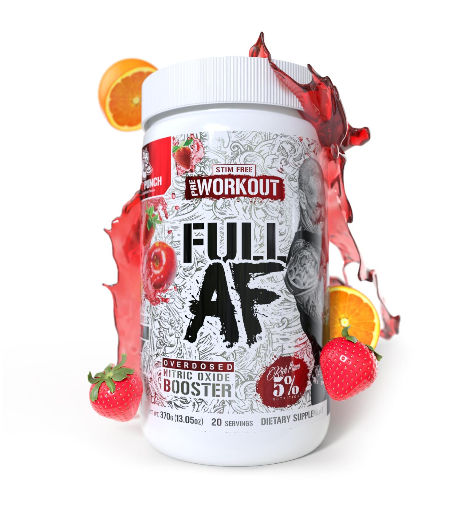 5% Nutrition FullAF Pre-Workout | Stim-Free with Massive Pumps | L-Citrulline L-Taurine Nitrosigine GlycerSize (Fruit Punch) - Buy Online on GoSupps.com